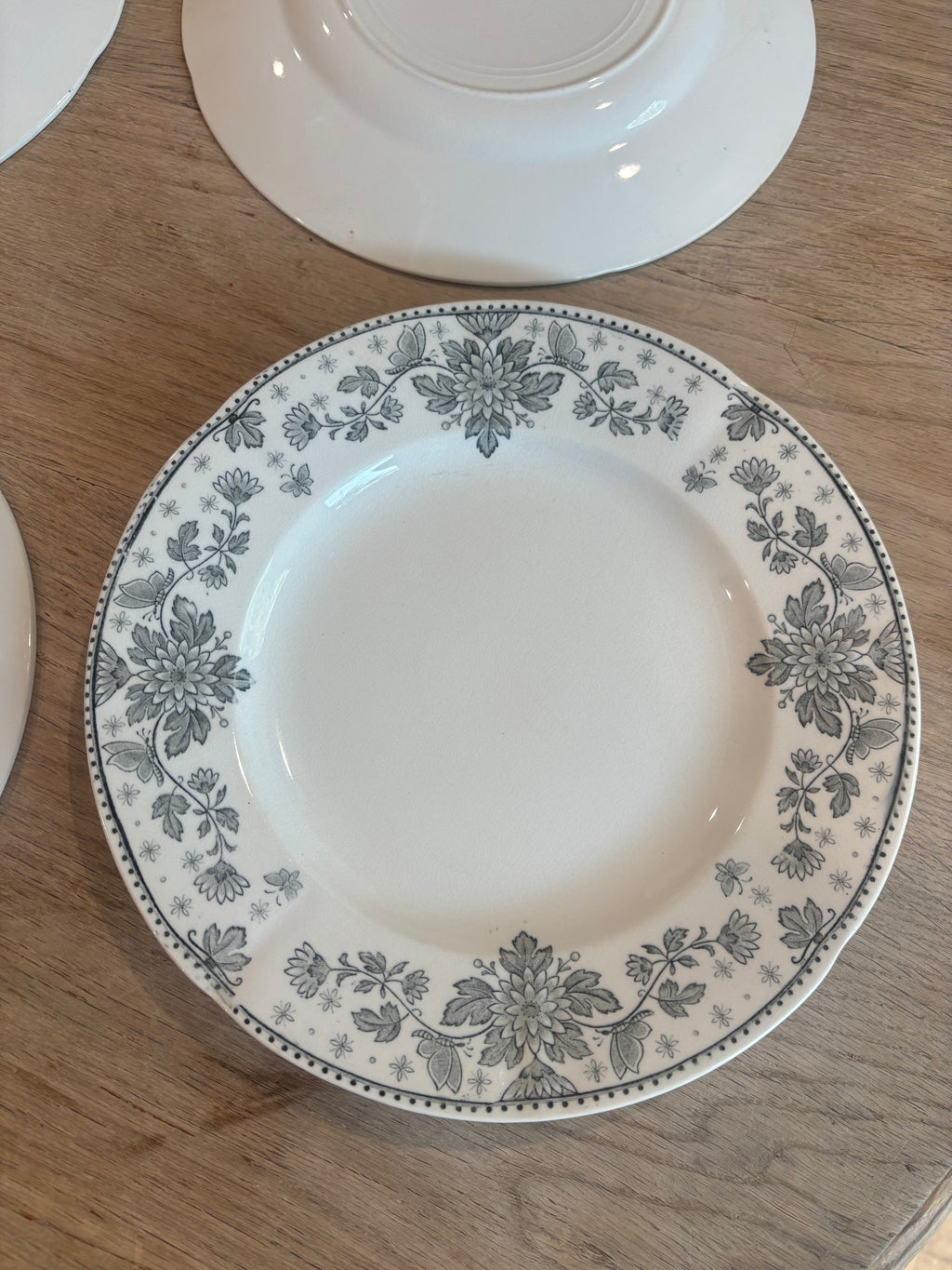 Antique French Estrées Black Transferware Plate by U&C Sarreguemines