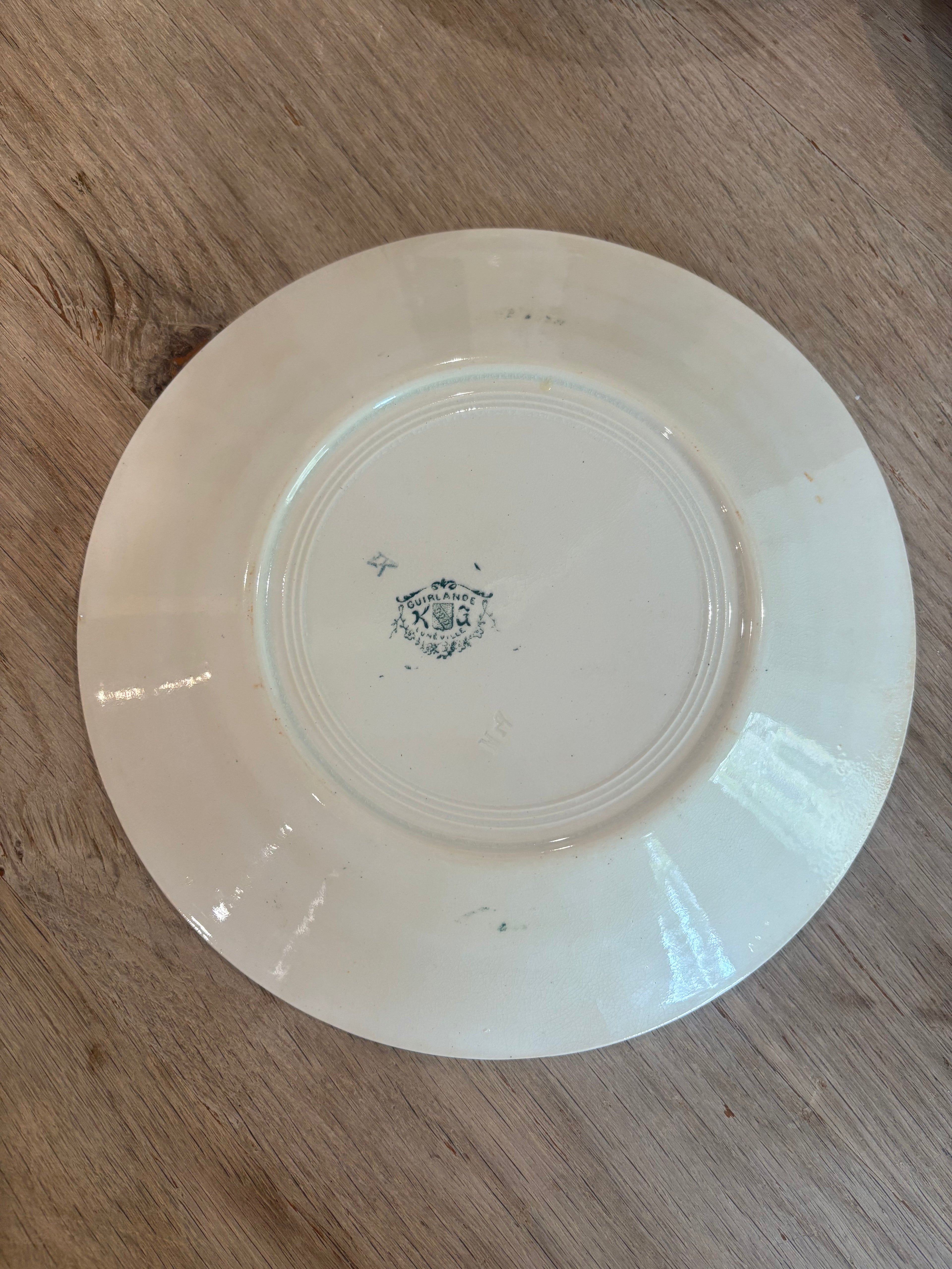 Antique French Guirlande Transferware Plate by Keller & Guérin Lunéville