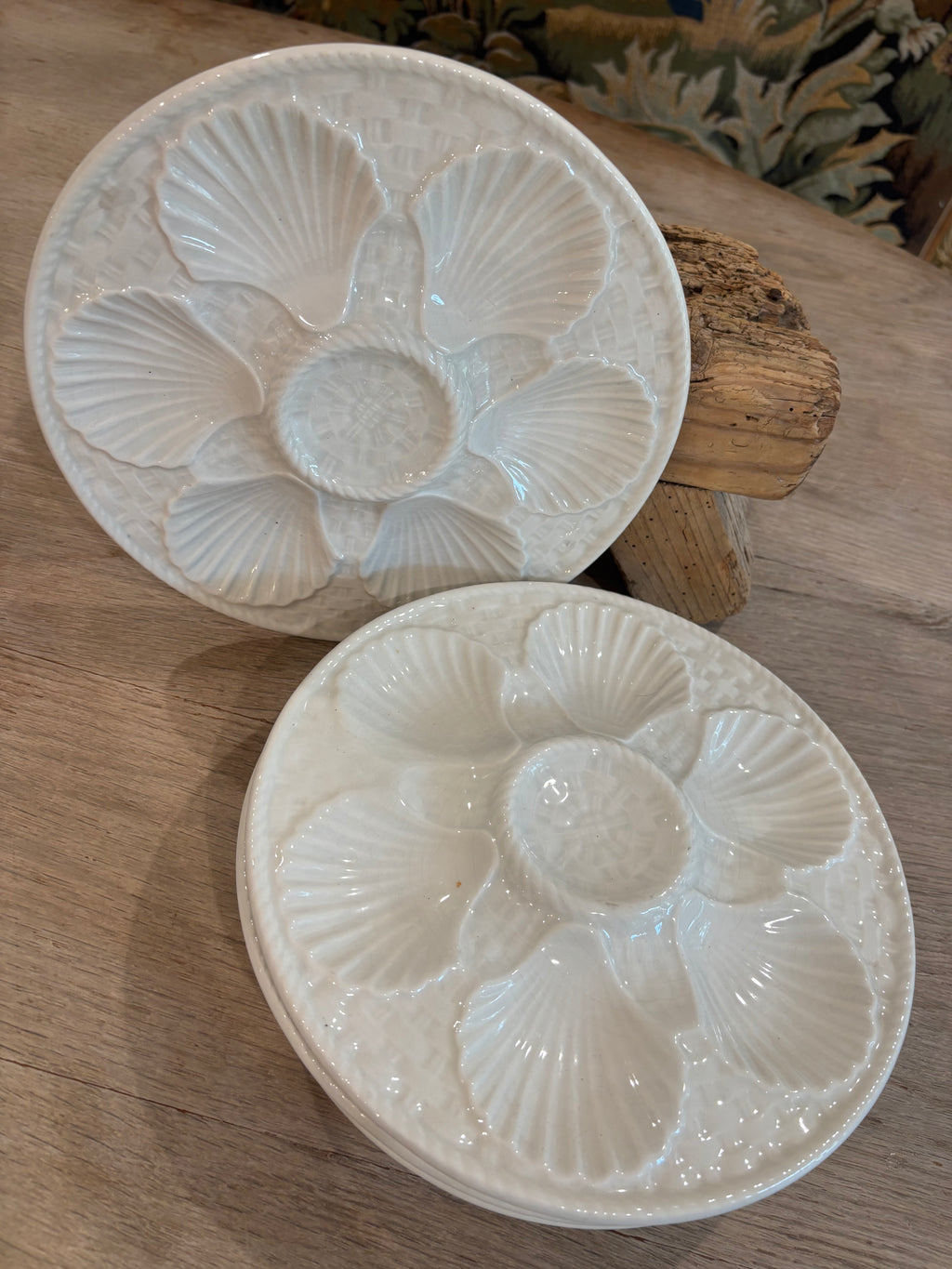 Antique French White Longchamp Oyster Plate