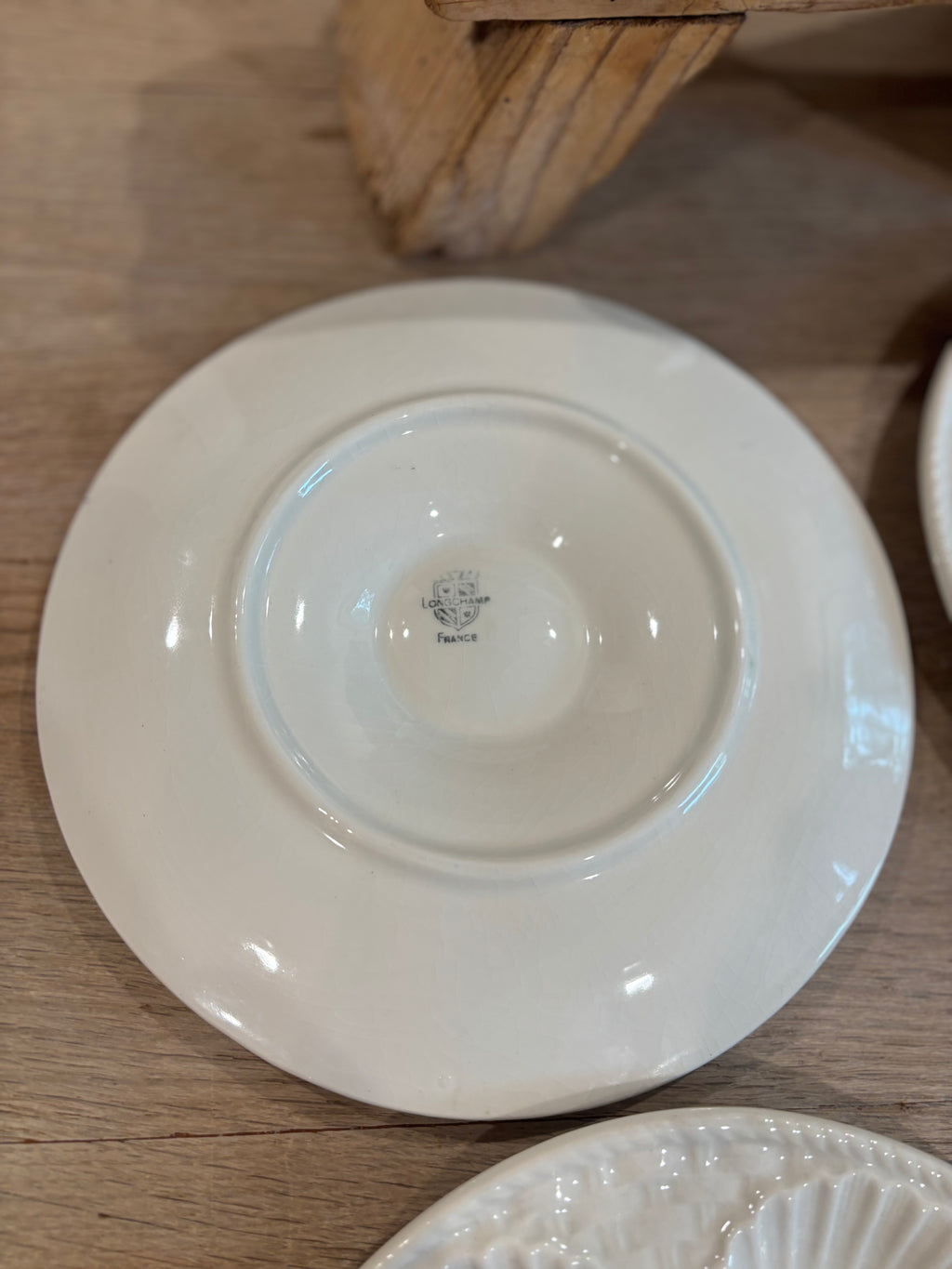 Antique French White Longchamp Oyster Plate