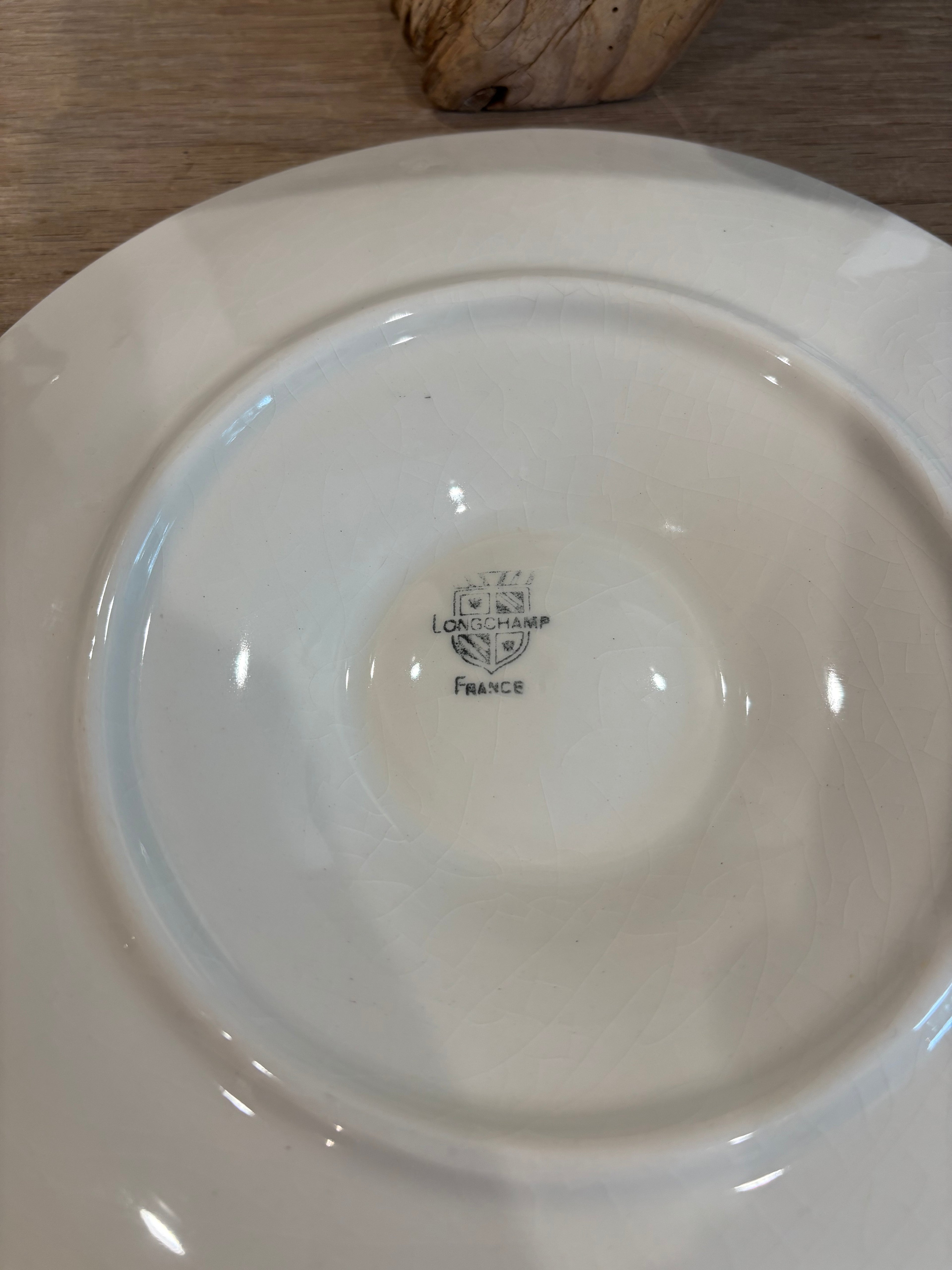 Antique French White Longchamp Oyster Plate