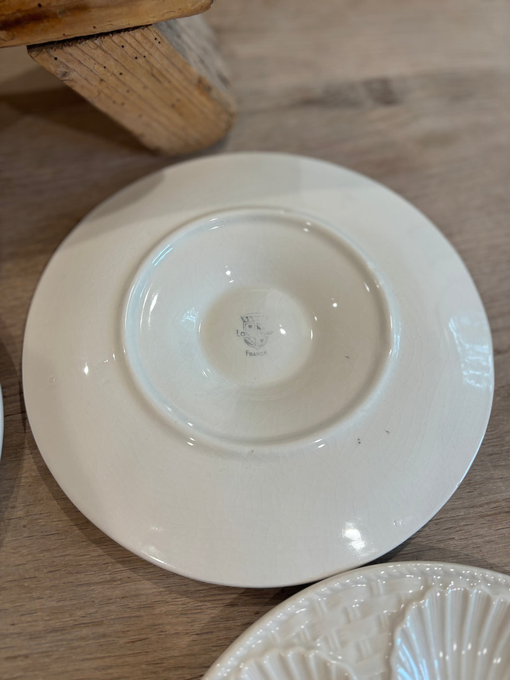 Antique French White Longchamp Oyster Plate