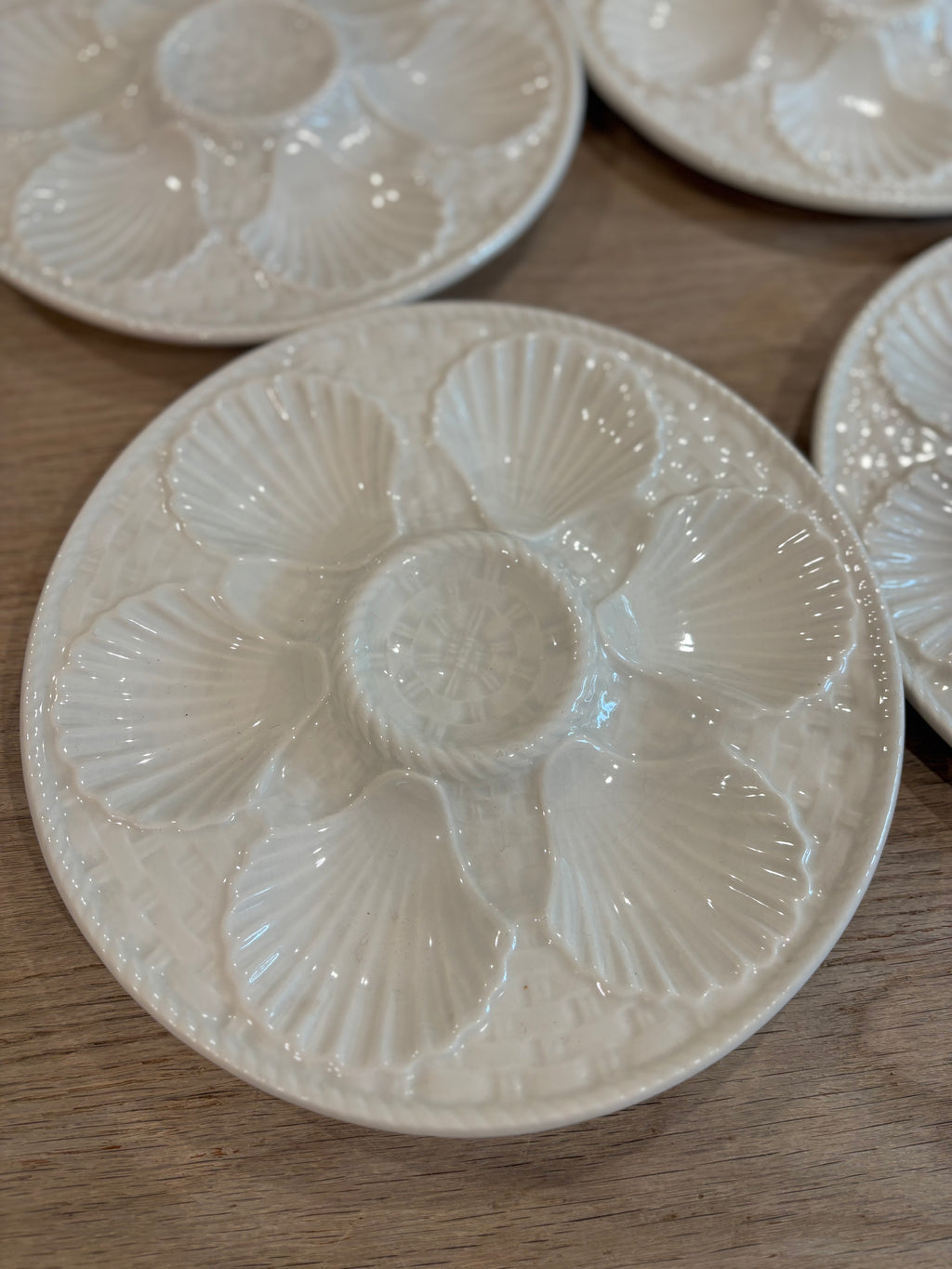 Antique French White Longchamp Oyster Plate