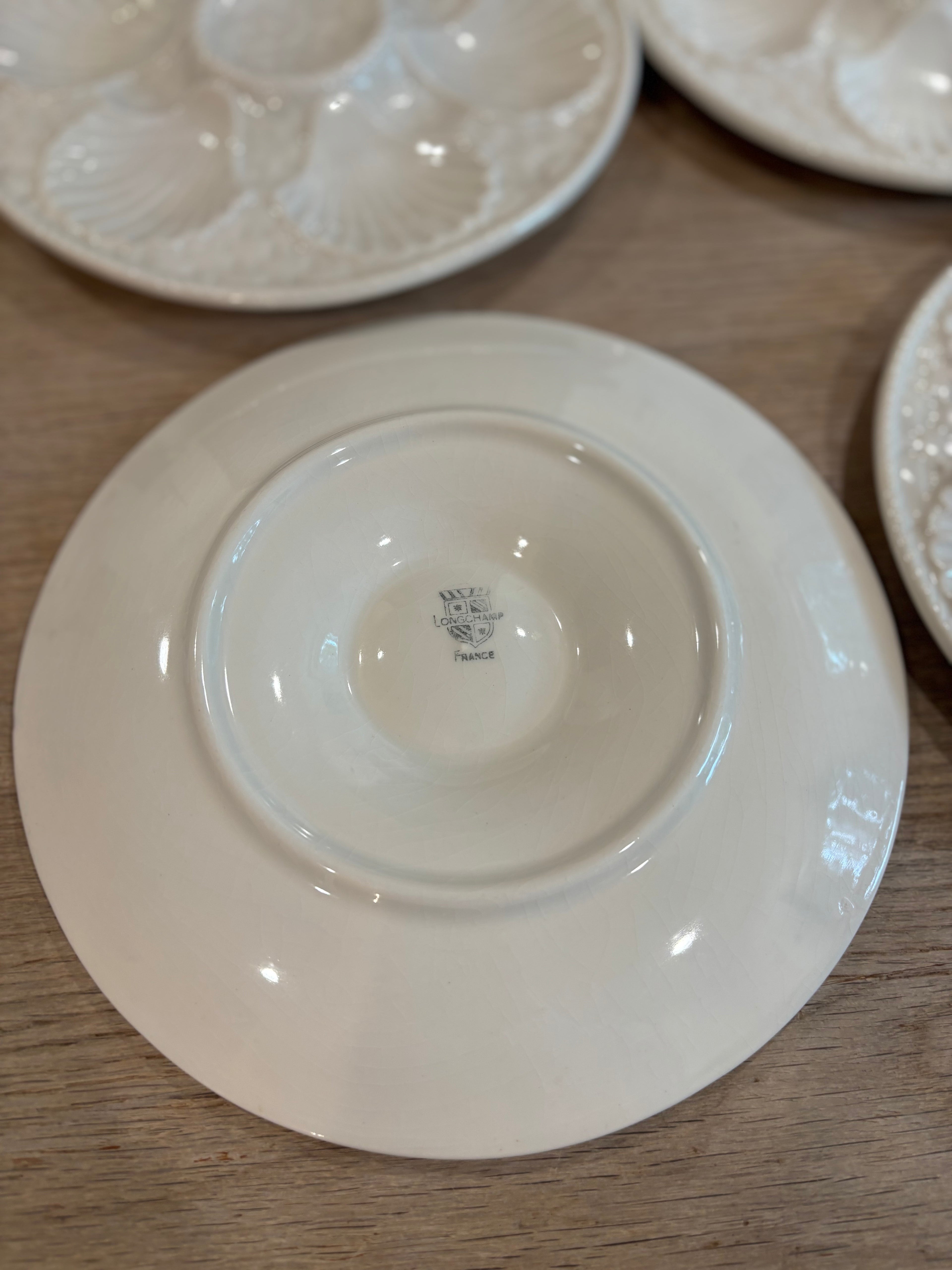 Antique French White Longchamp Oyster Plate