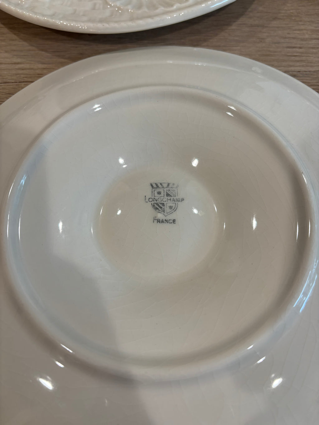 Antique French White Longchamp Oyster Plate