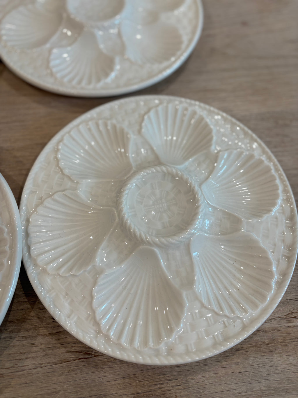 Antique French White Longchamp Oyster Plate