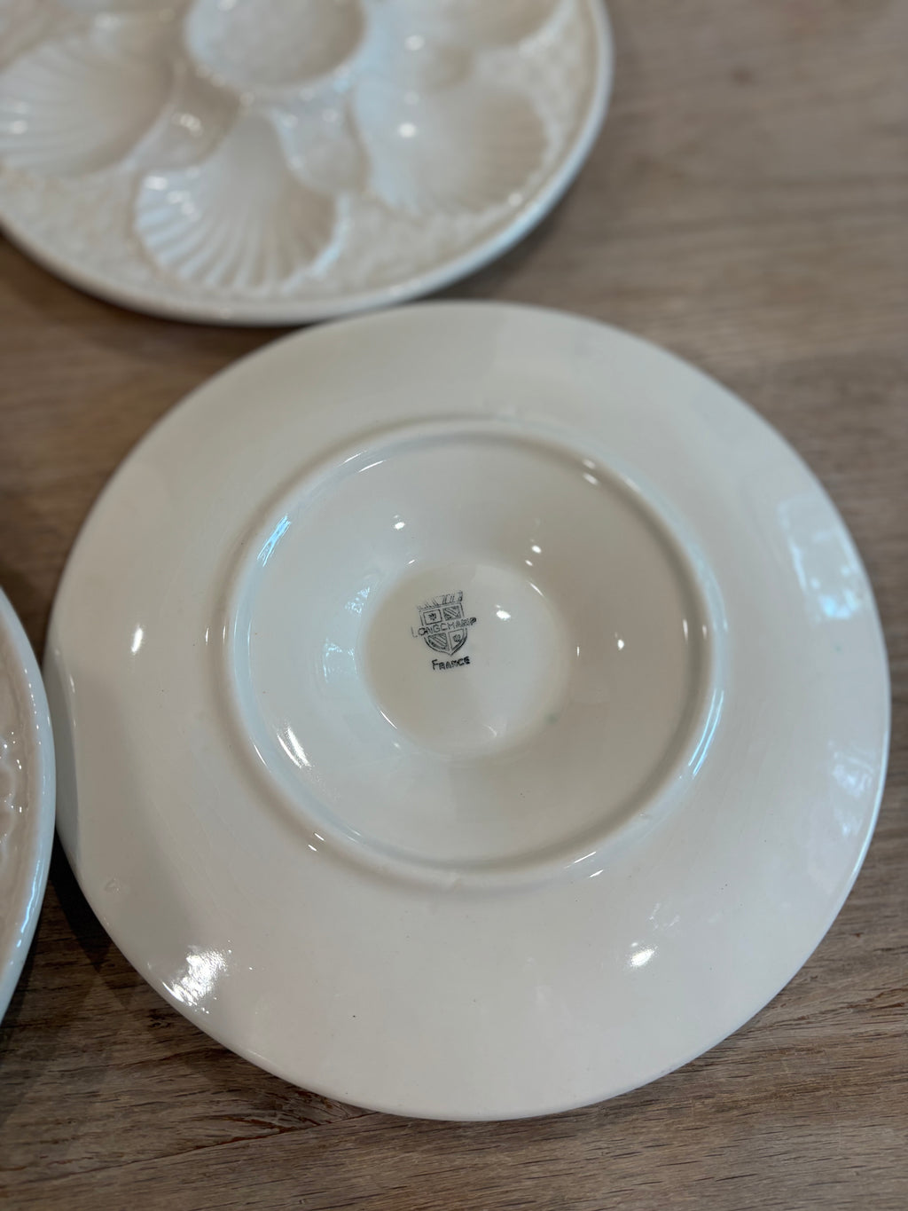 Antique French White Longchamp Oyster Plate