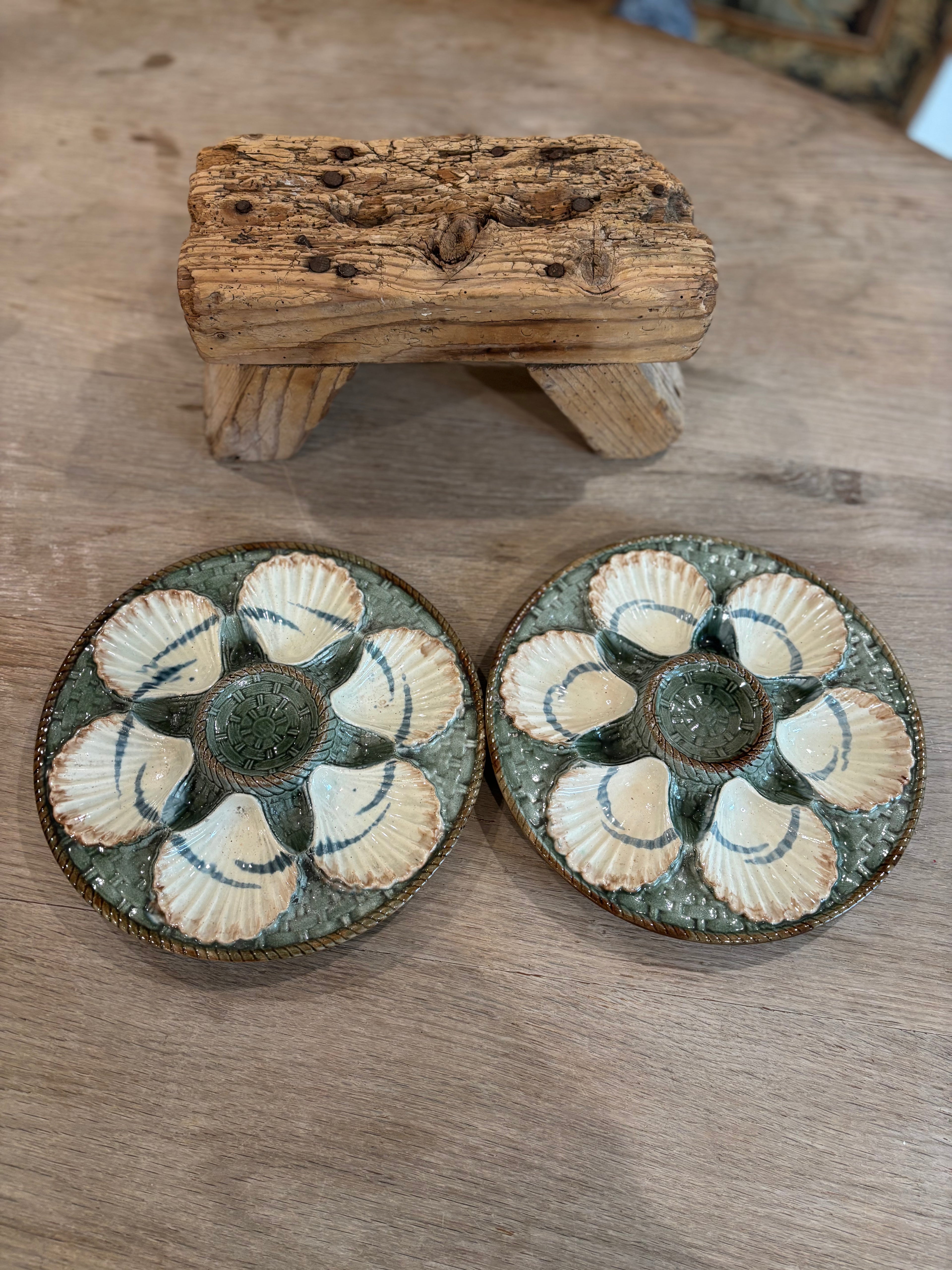 Antique French Longchamp Majolica Oyster Plate