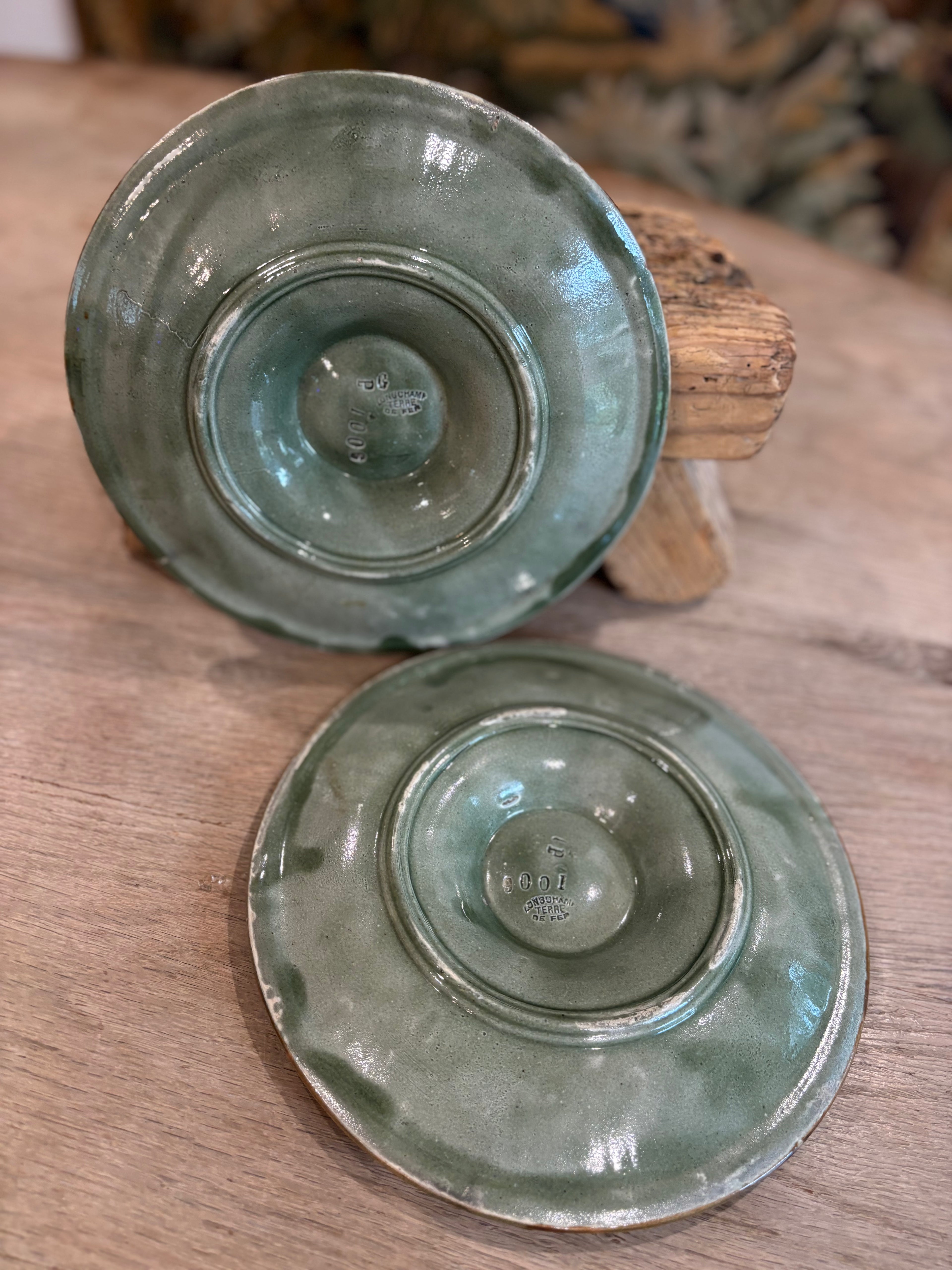 Antique French Longchamp Majolica Oyster Plate
