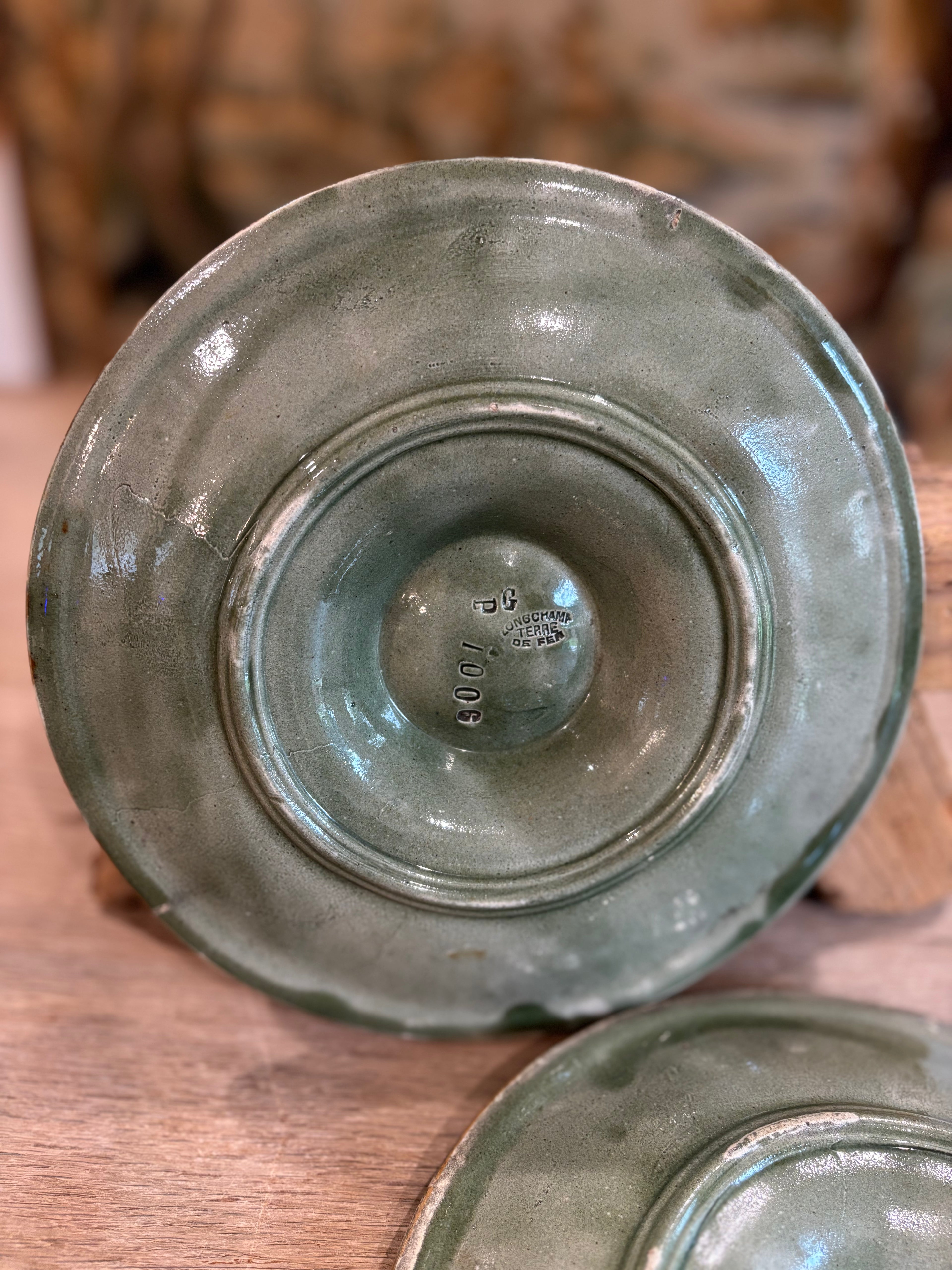 Antique French Longchamp Majolica Oyster Plate