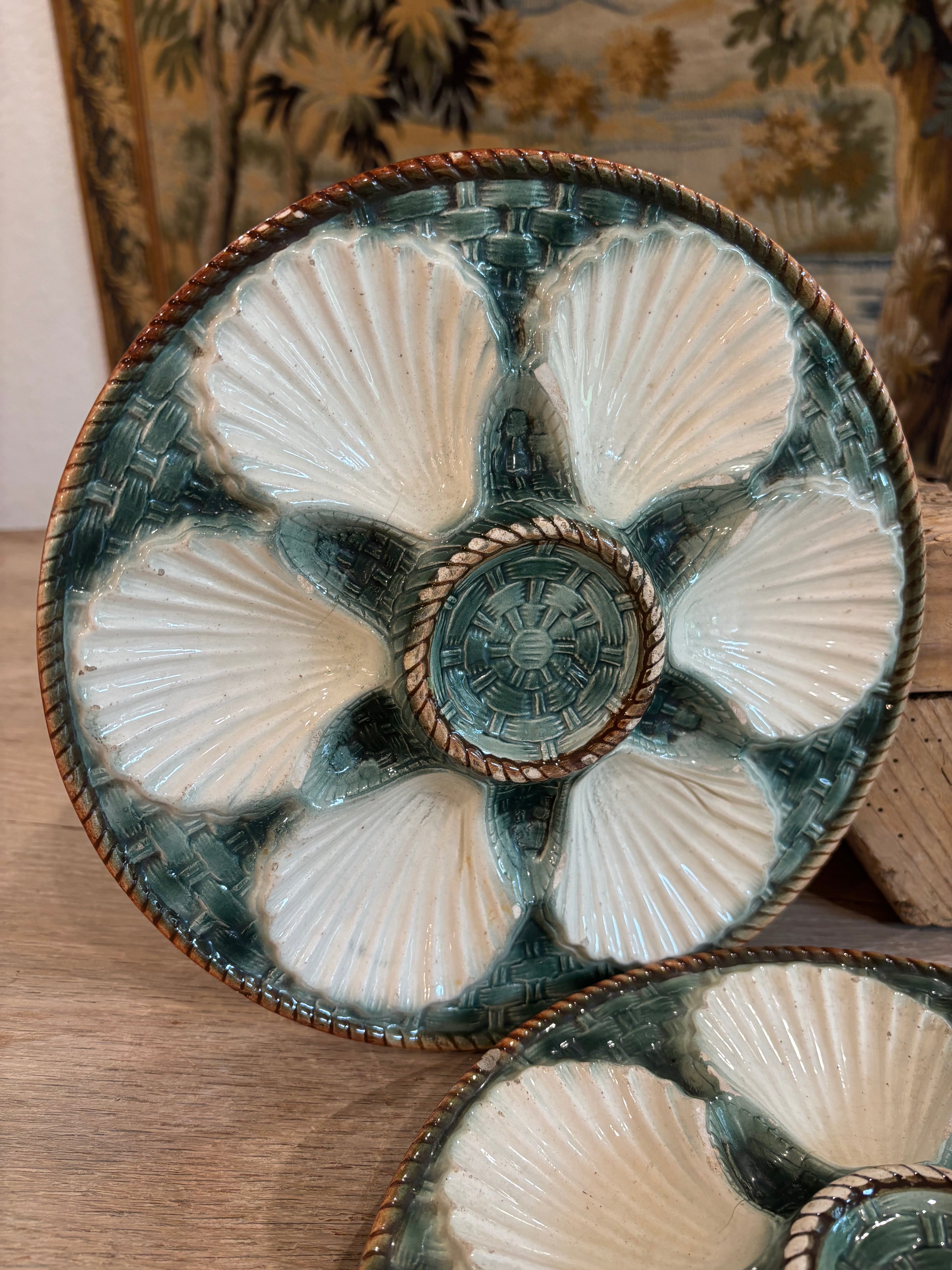 Antique French Longchamp Oyster Plate