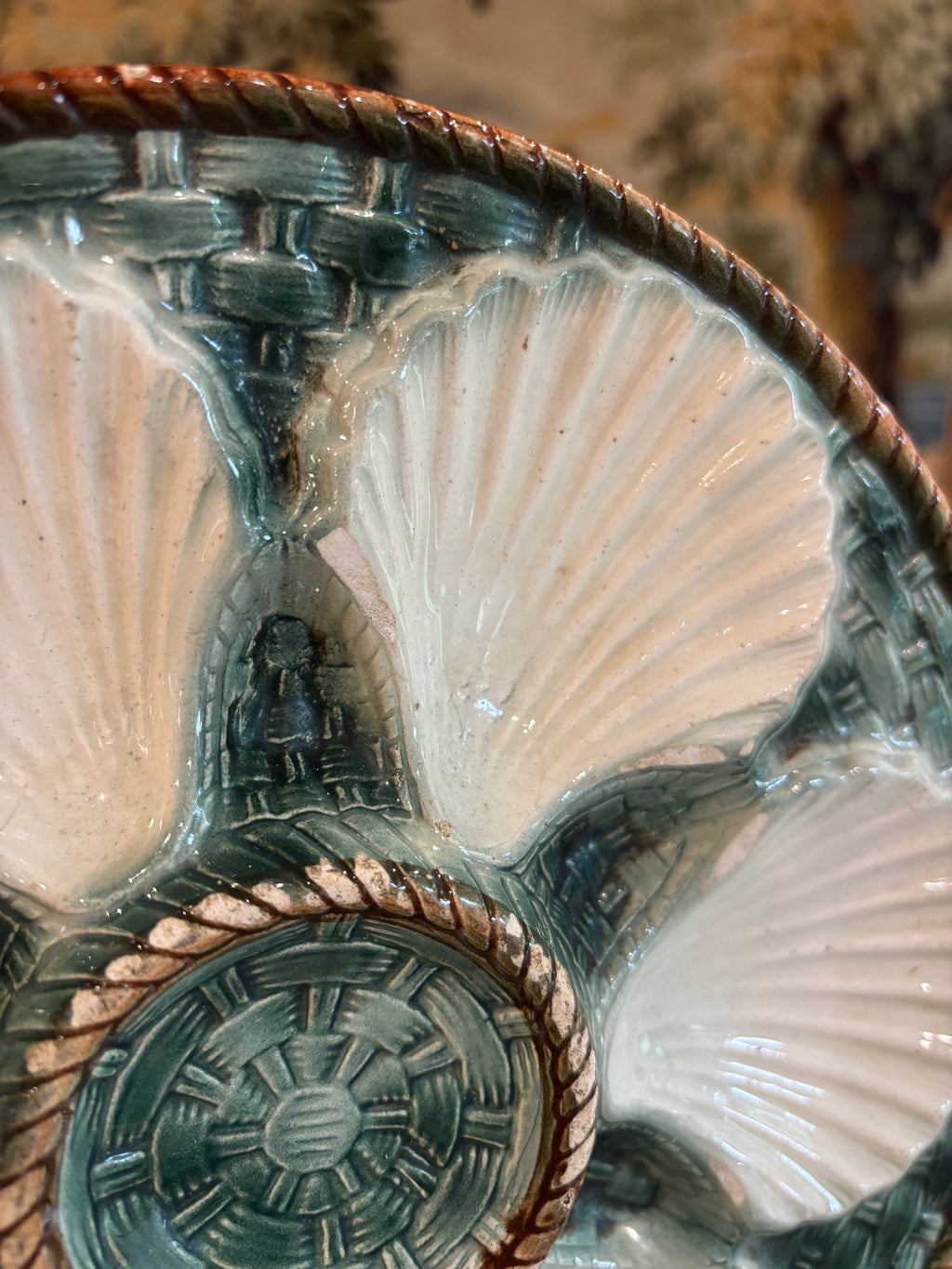 Antique French Longchamp Oyster Plate