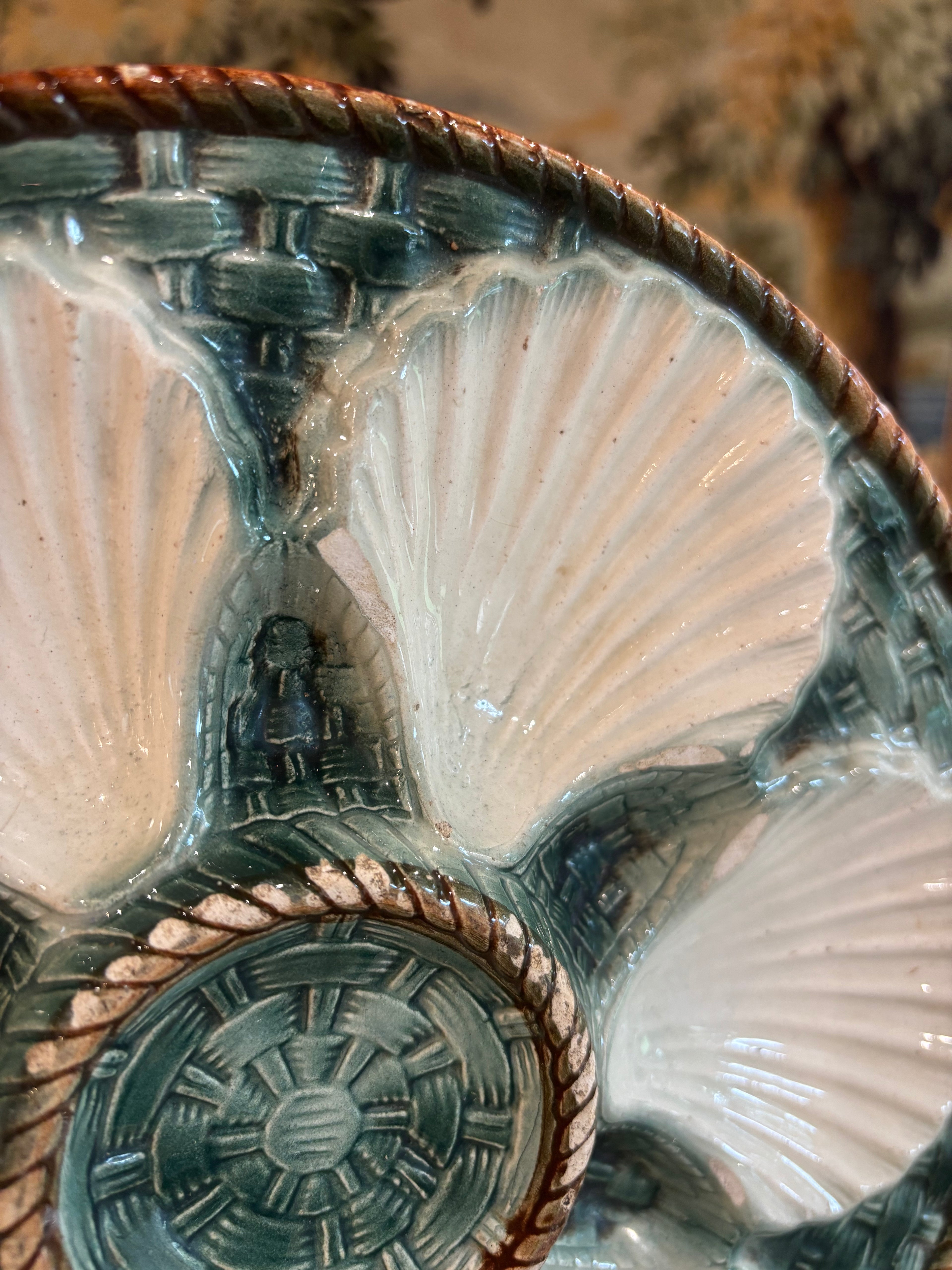 Antique French Longchamp Oyster Plate