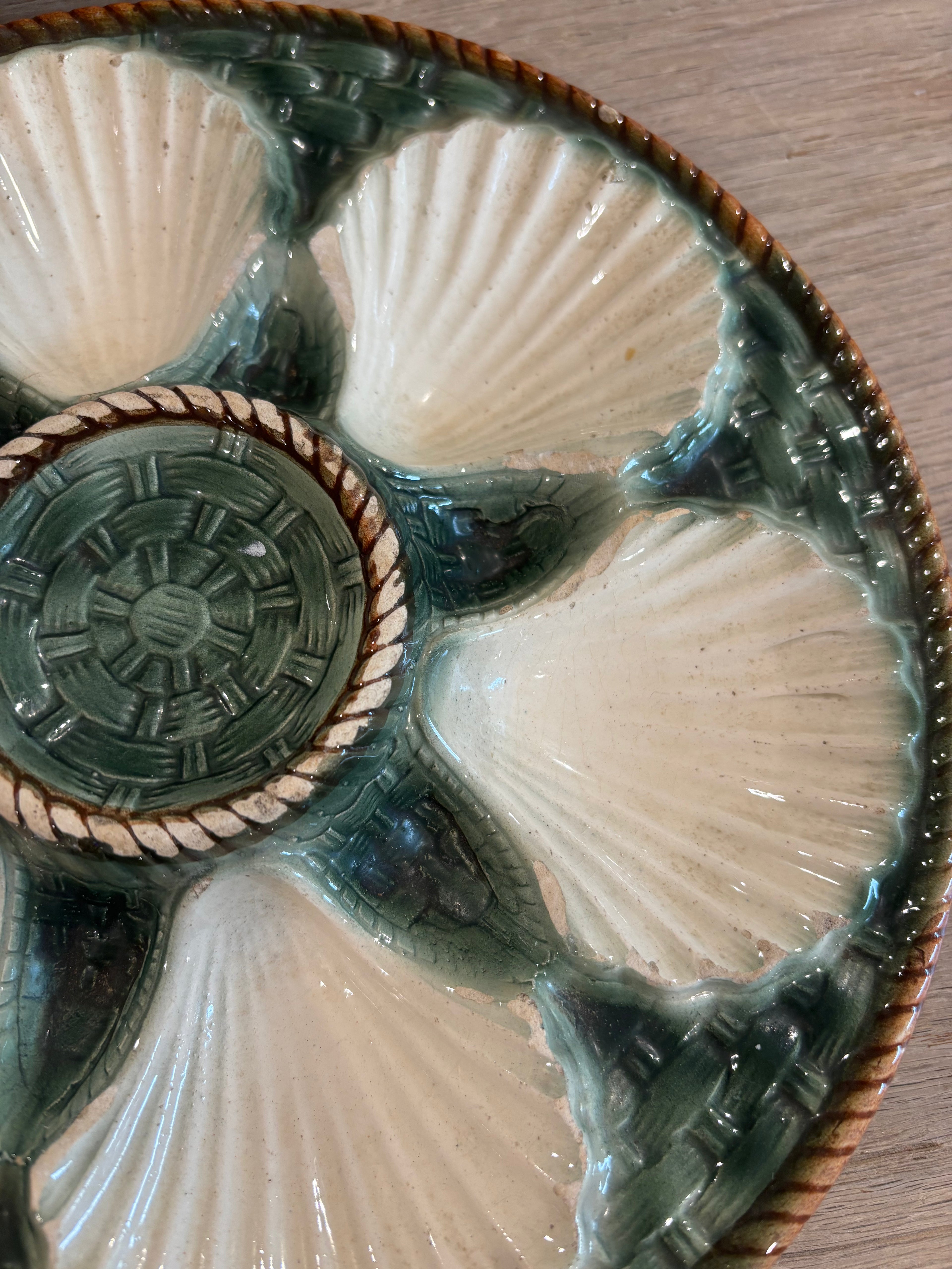 Antique French Longchamp Oyster Plate