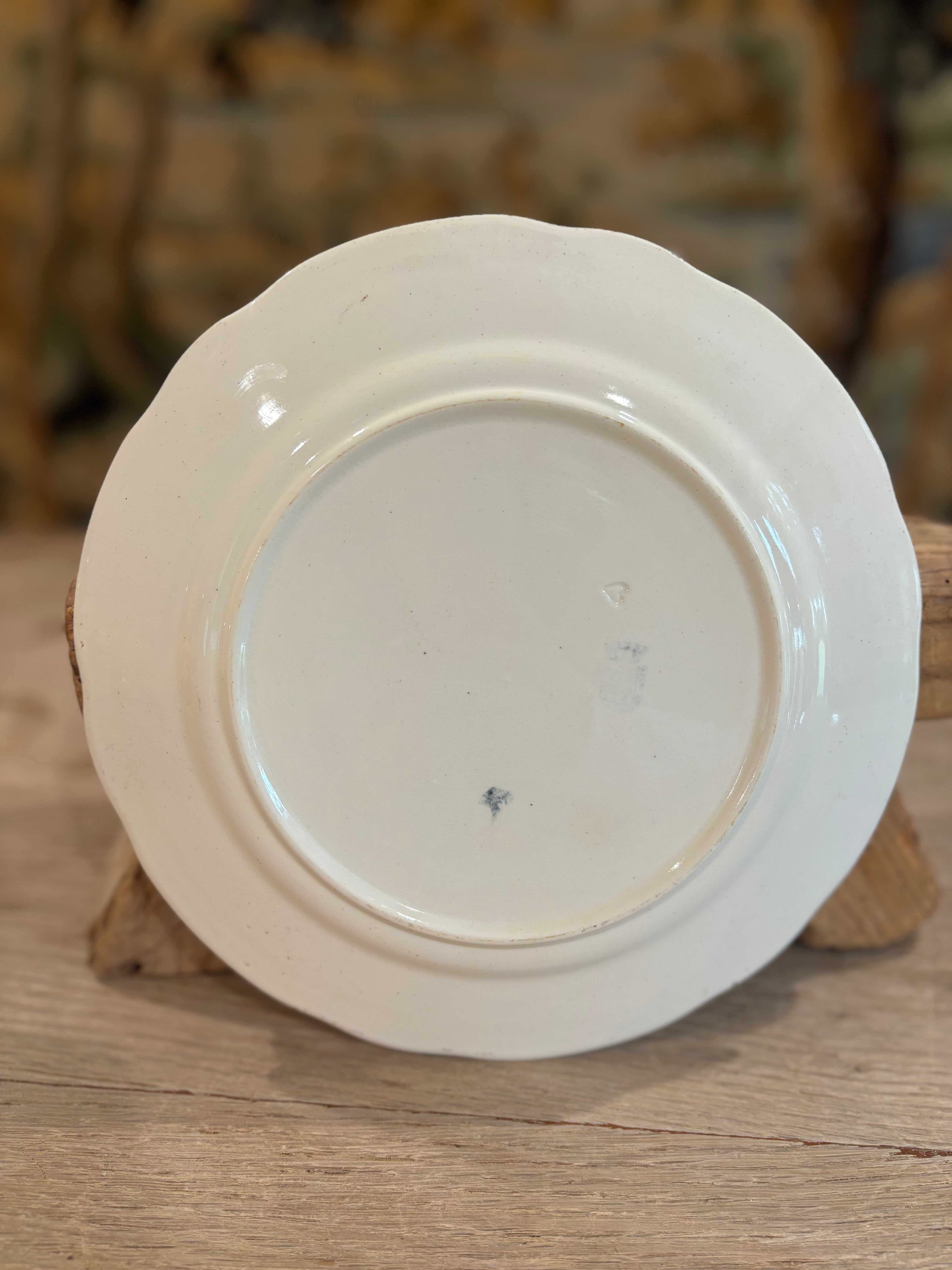 Antique French "Moisson" Brown Transferware Plate by Faïencerie d'Onnaing
