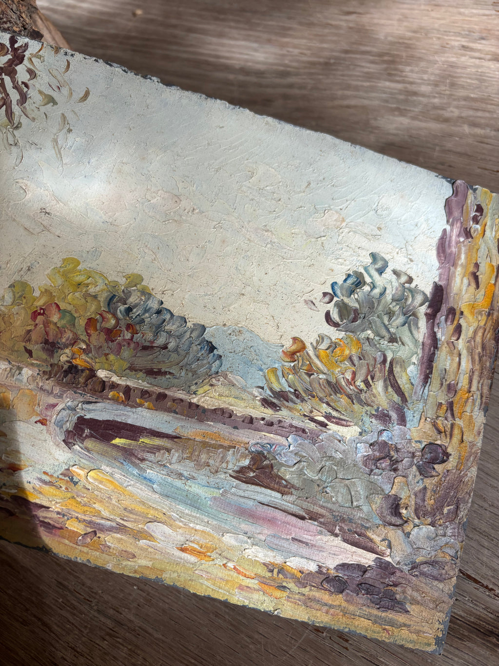 Vintage French Impasto Landscape Oil Painting by Albert Martin