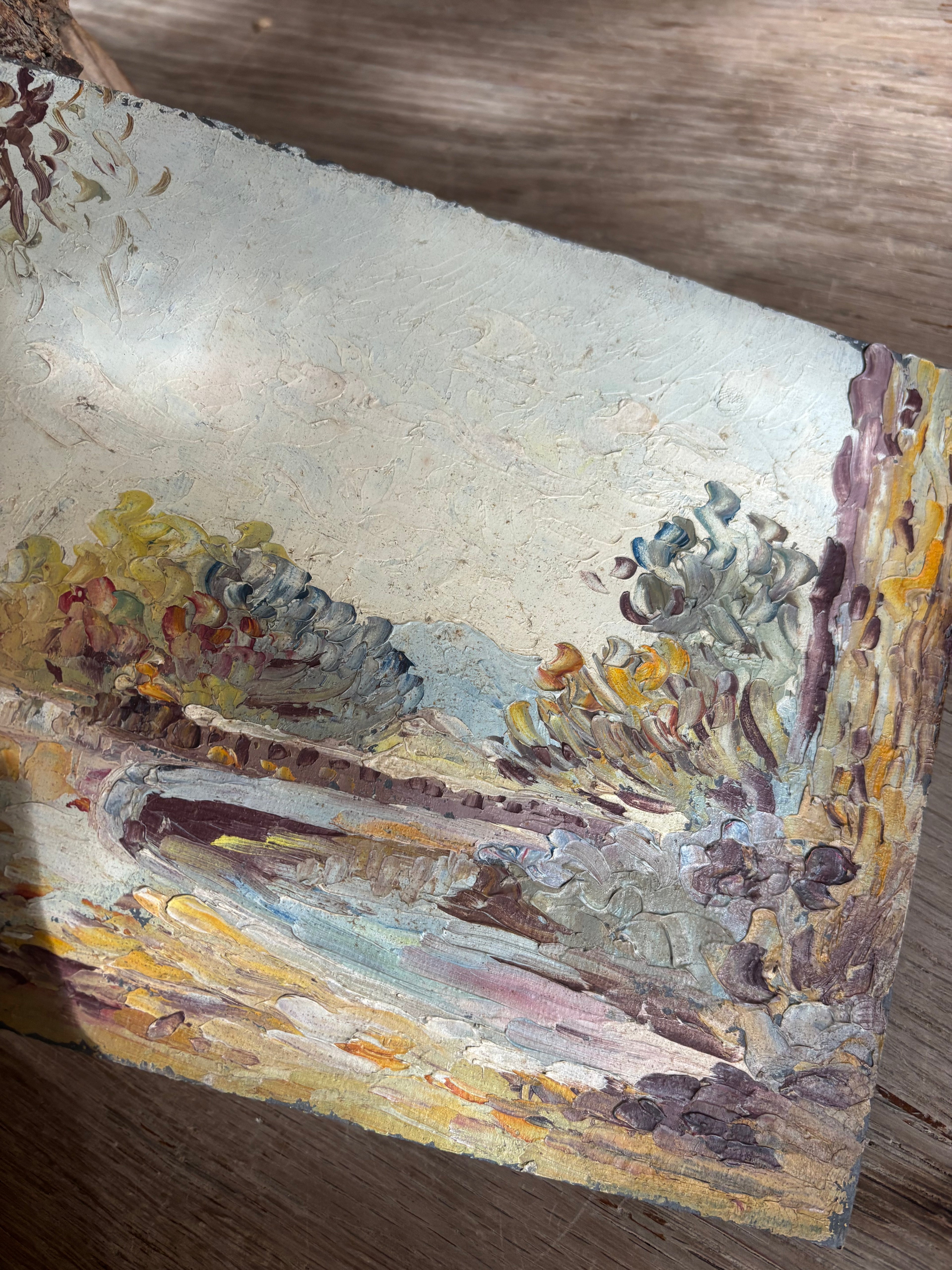 Vintage French Impasto Landscape Oil Painting by Albert Martin