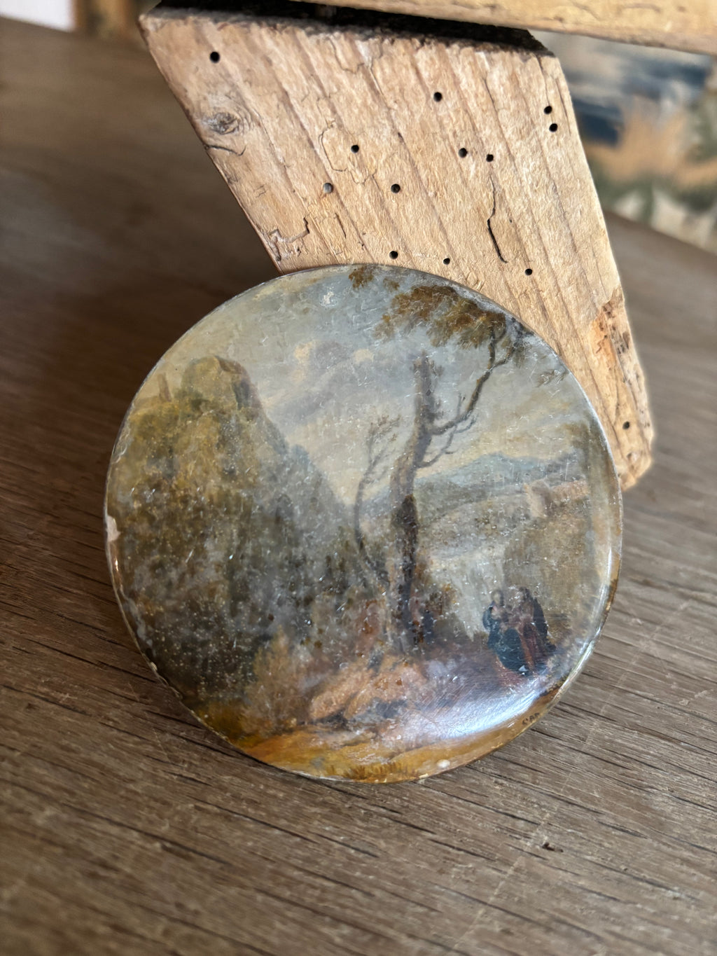 Antique French Miniature Convex Glass Landscape