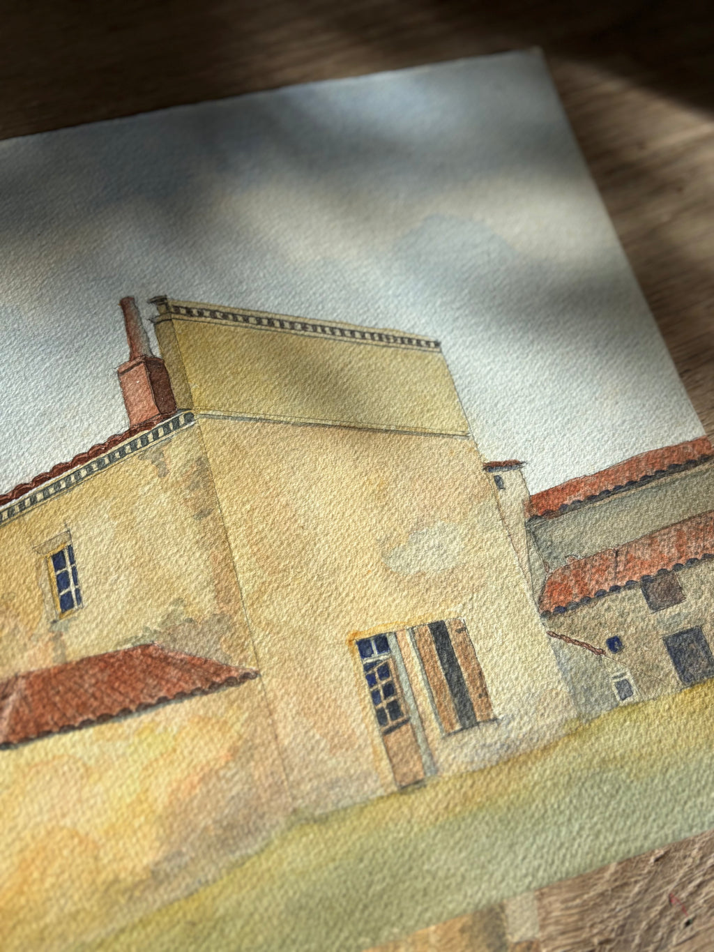Mid 20th Century French Watercolor Painting | La Pacaudière, Château de Villozon