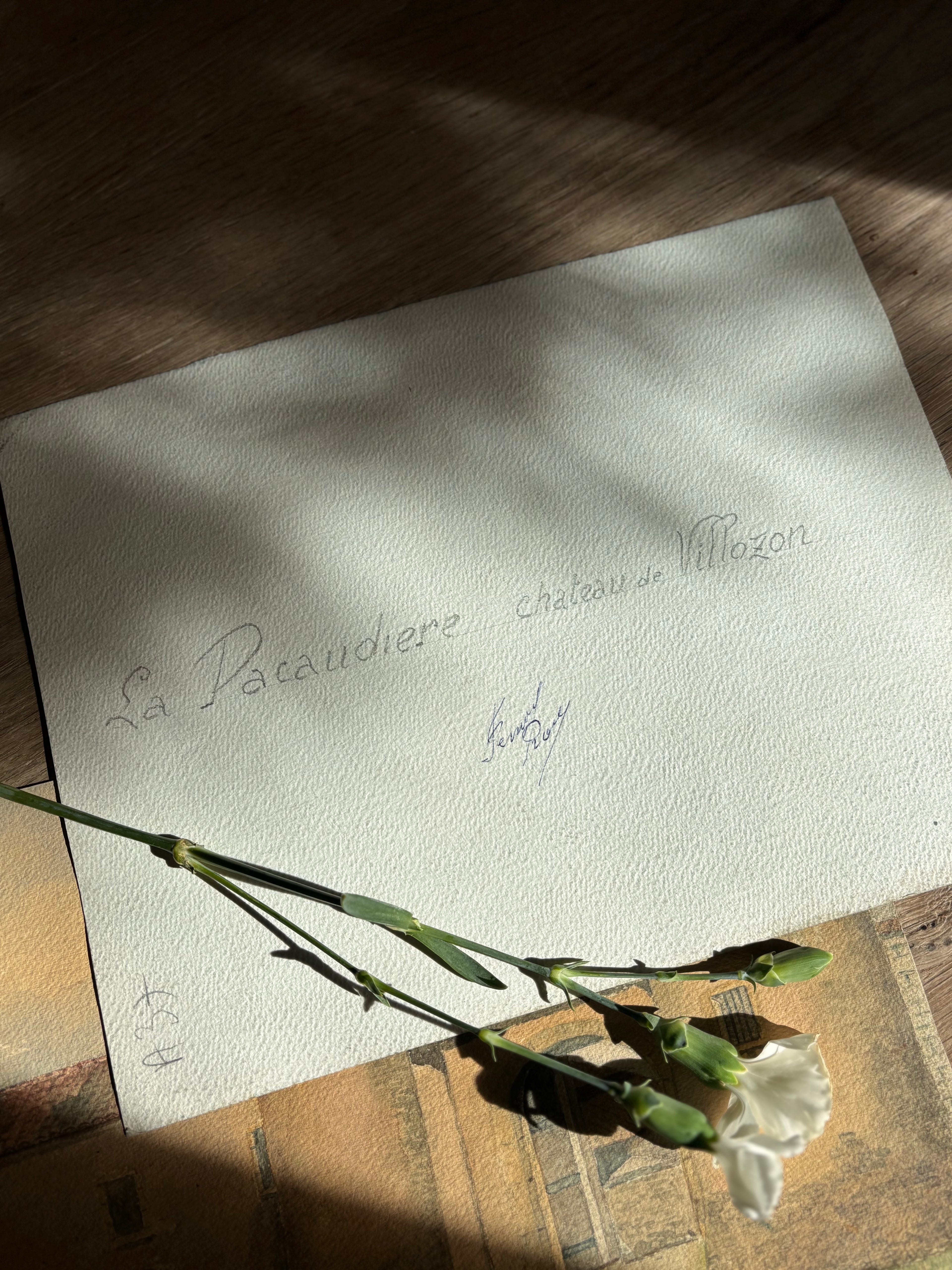 Mid 20th Century French Watercolor Painting | La Pacaudière, Château de Villozon