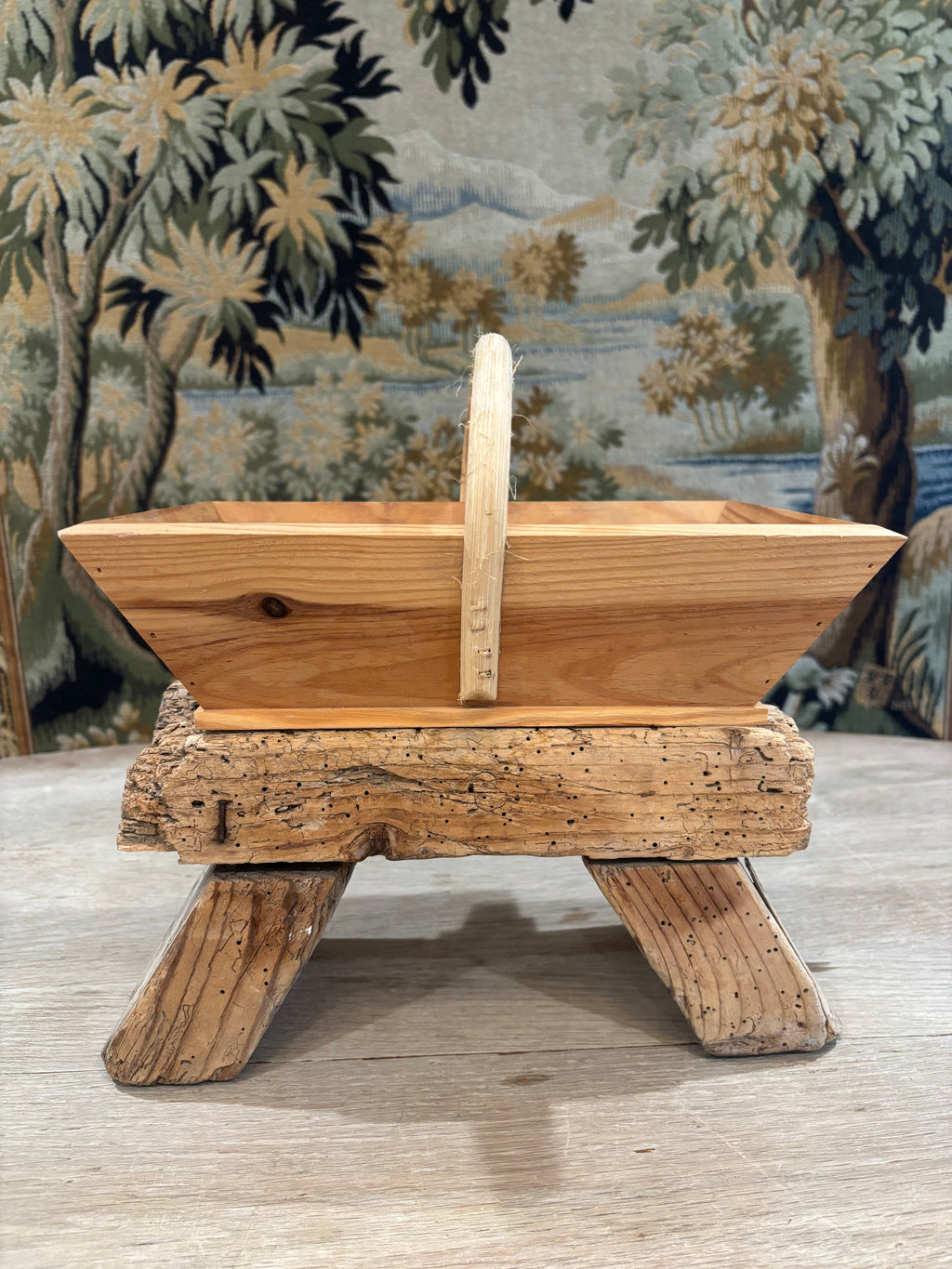 Vintage French Wooden Trug Basket
