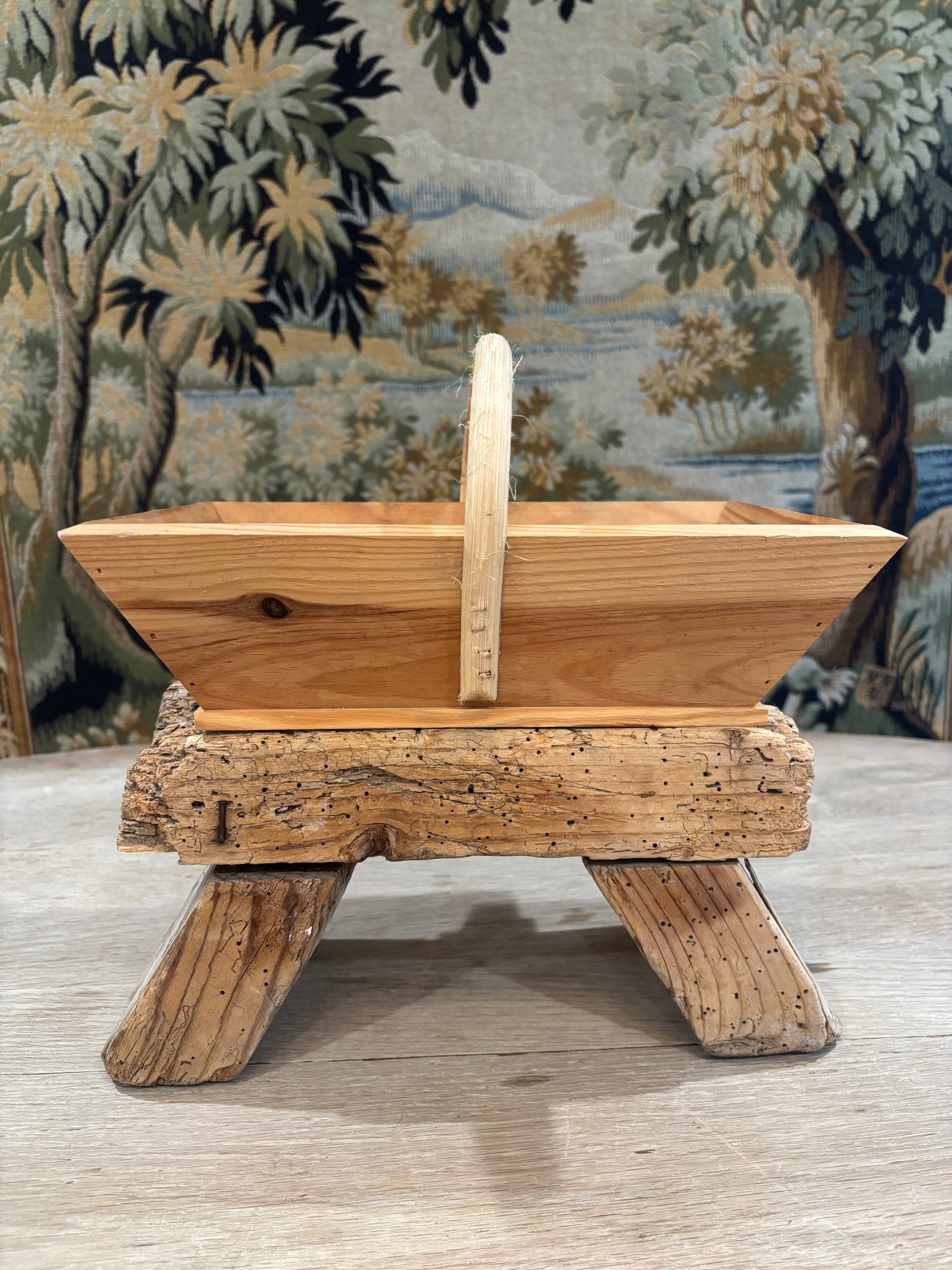 Vintage French Wooden Trug Basket