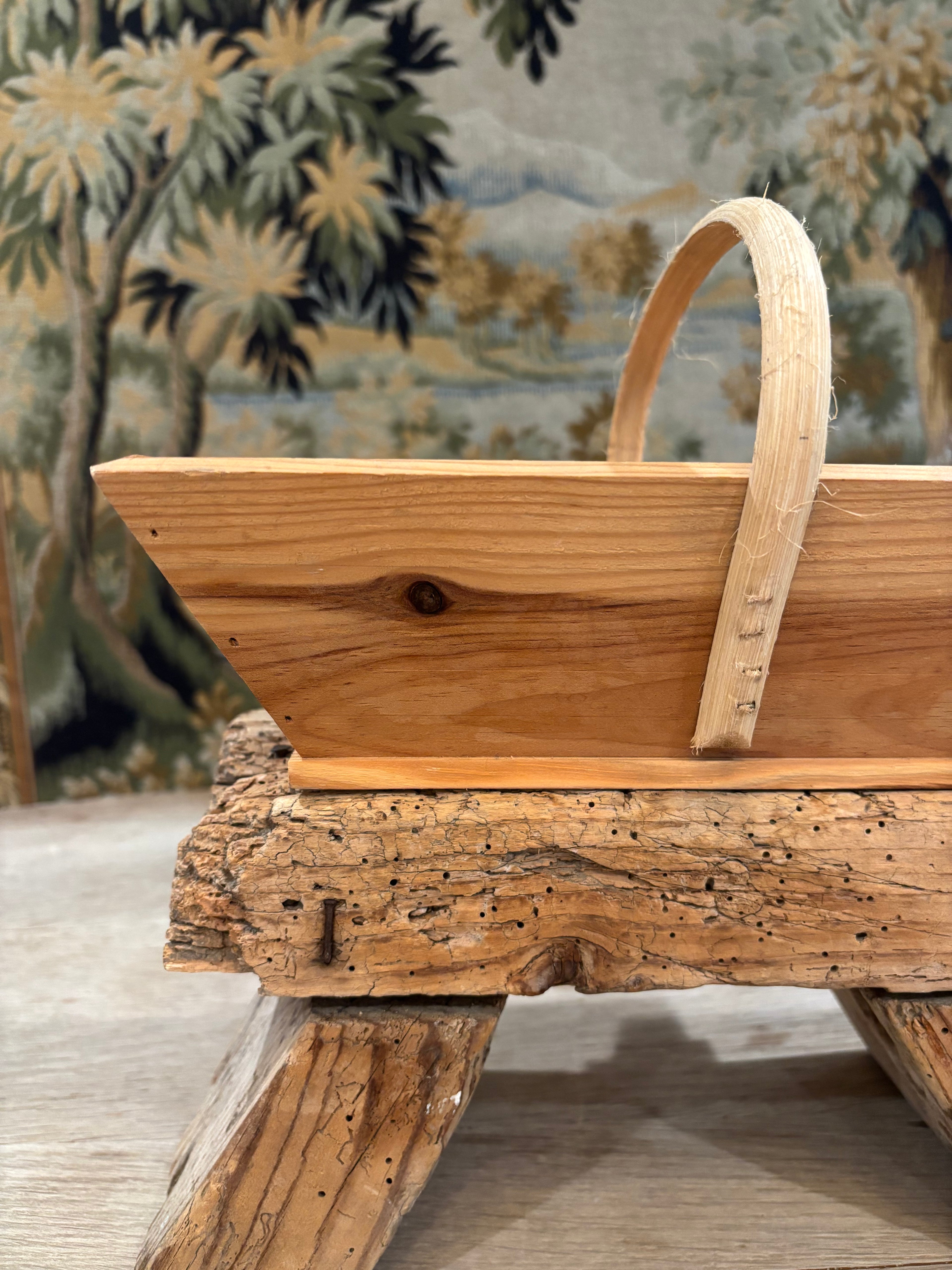Vintage French Wooden Trug Basket