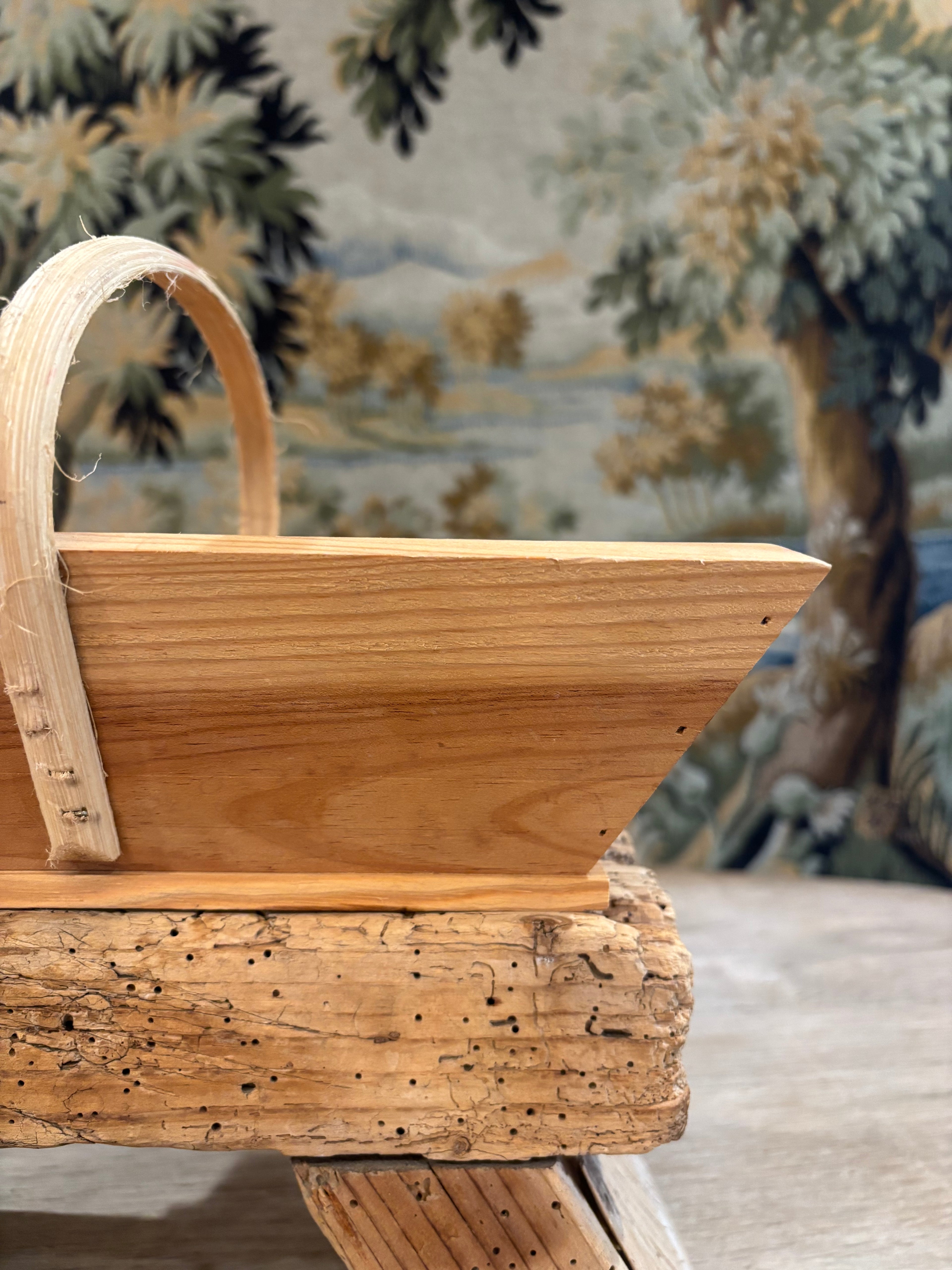 Vintage French Wooden Trug Basket