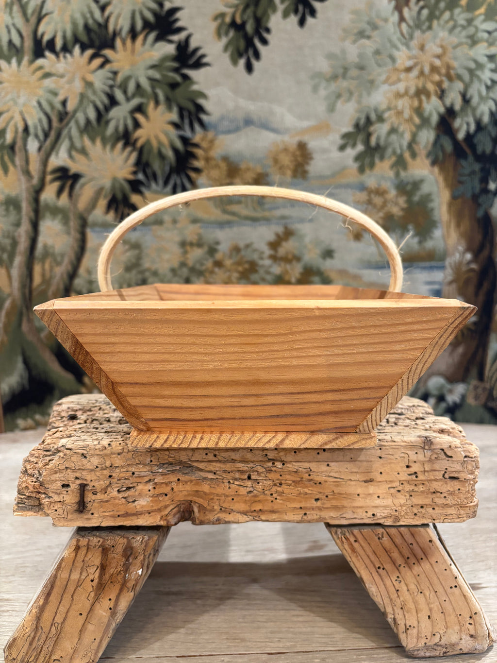 Vintage French Wooden Trug Basket