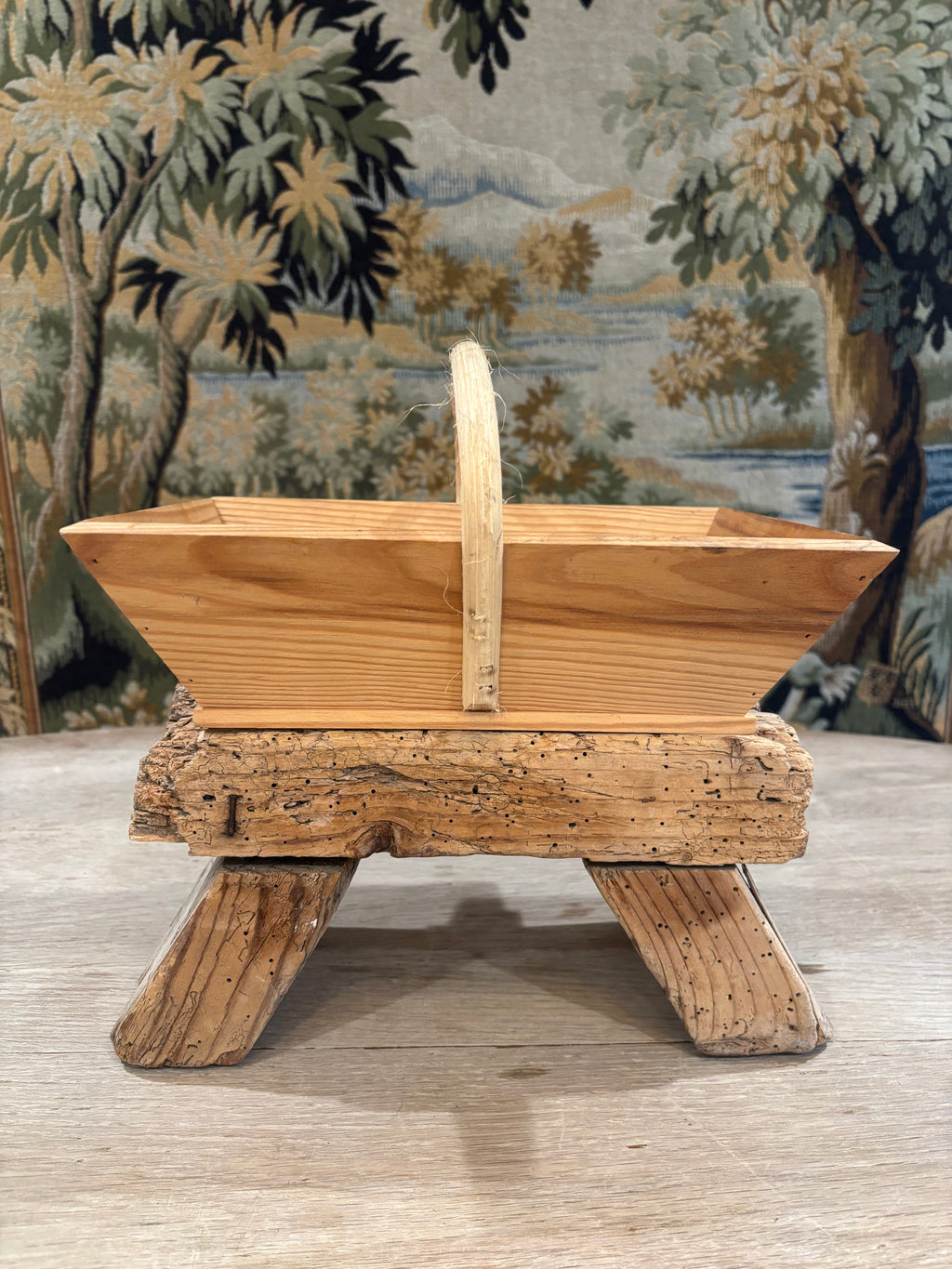Vintage French Wooden Trug Basket