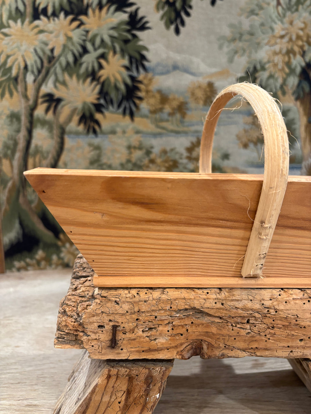 Vintage French Wooden Trug Basket