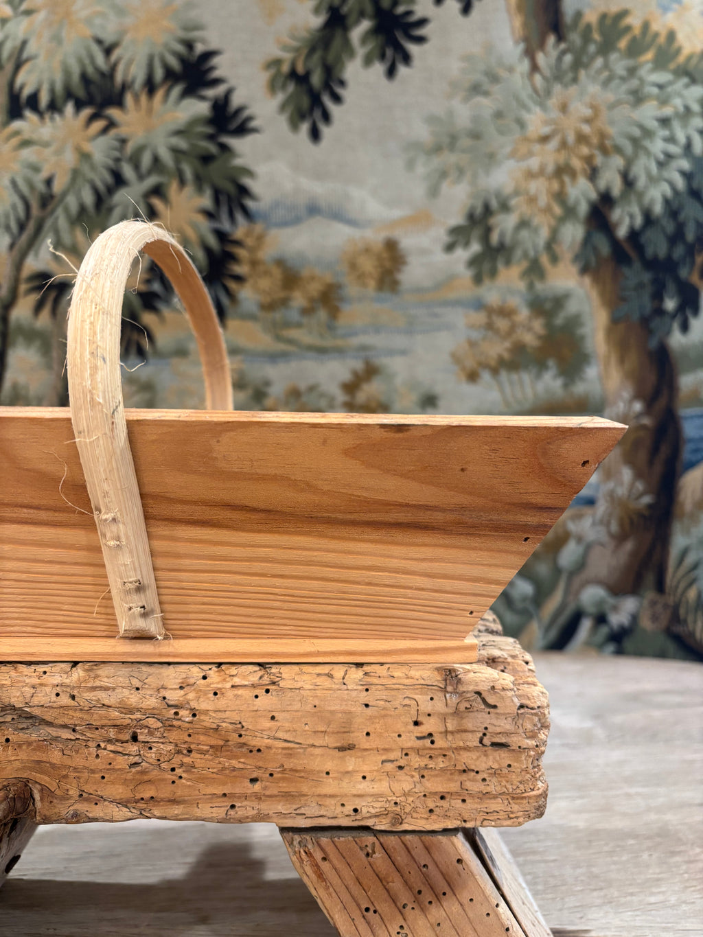 Vintage French Wooden Trug Basket