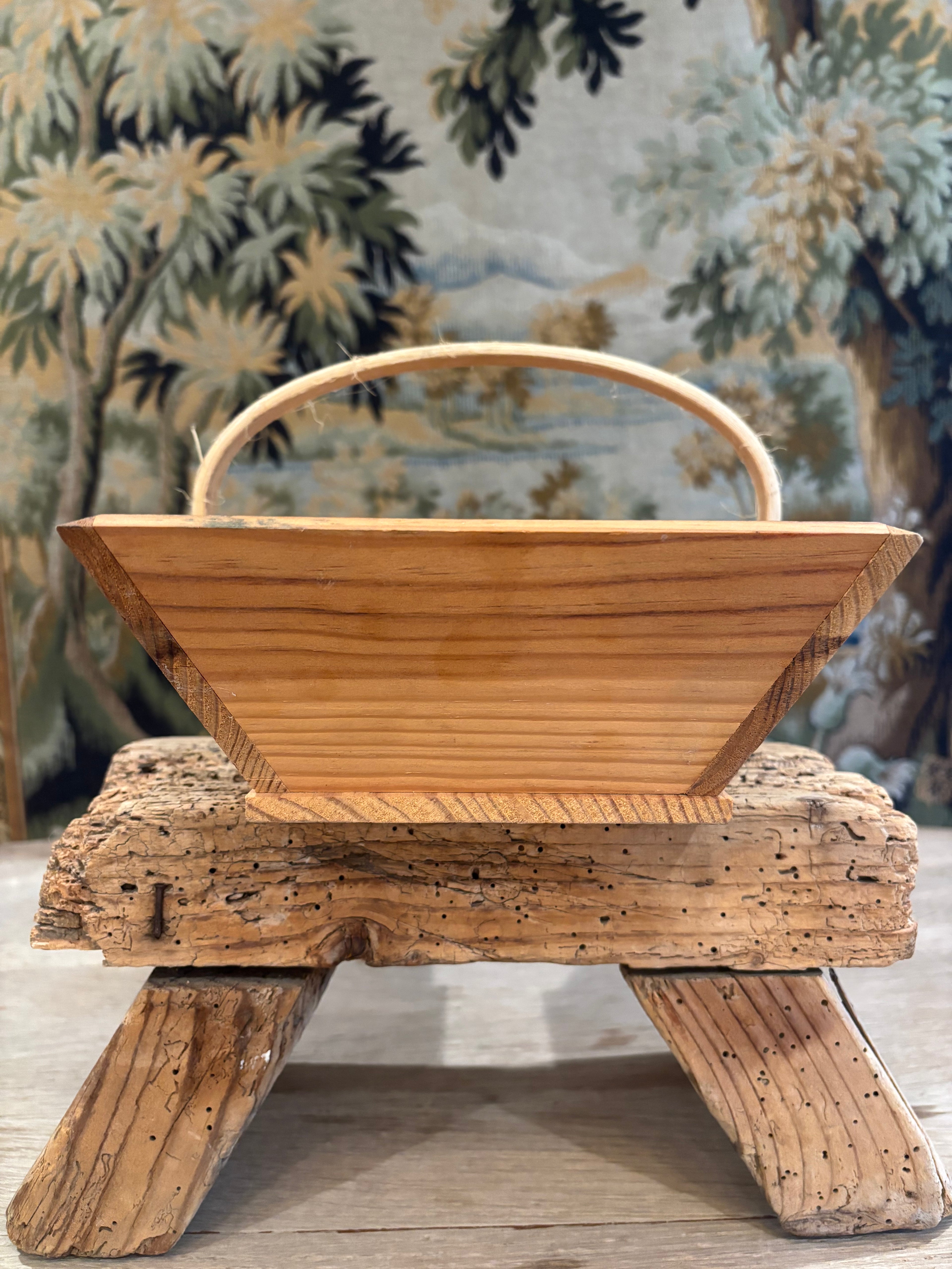 Vintage French Wooden Trug Basket