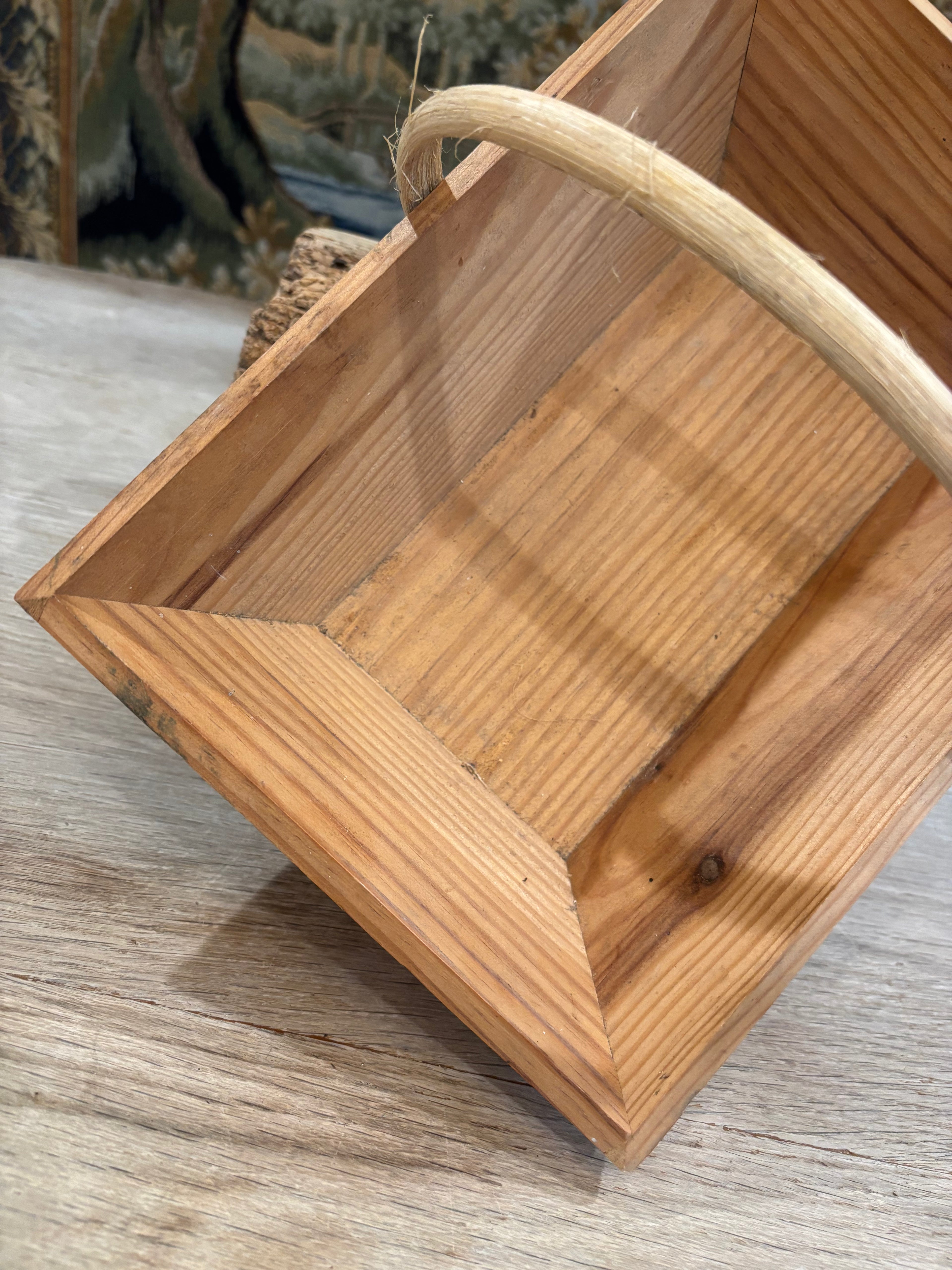 Vintage French Wooden Trug Basket