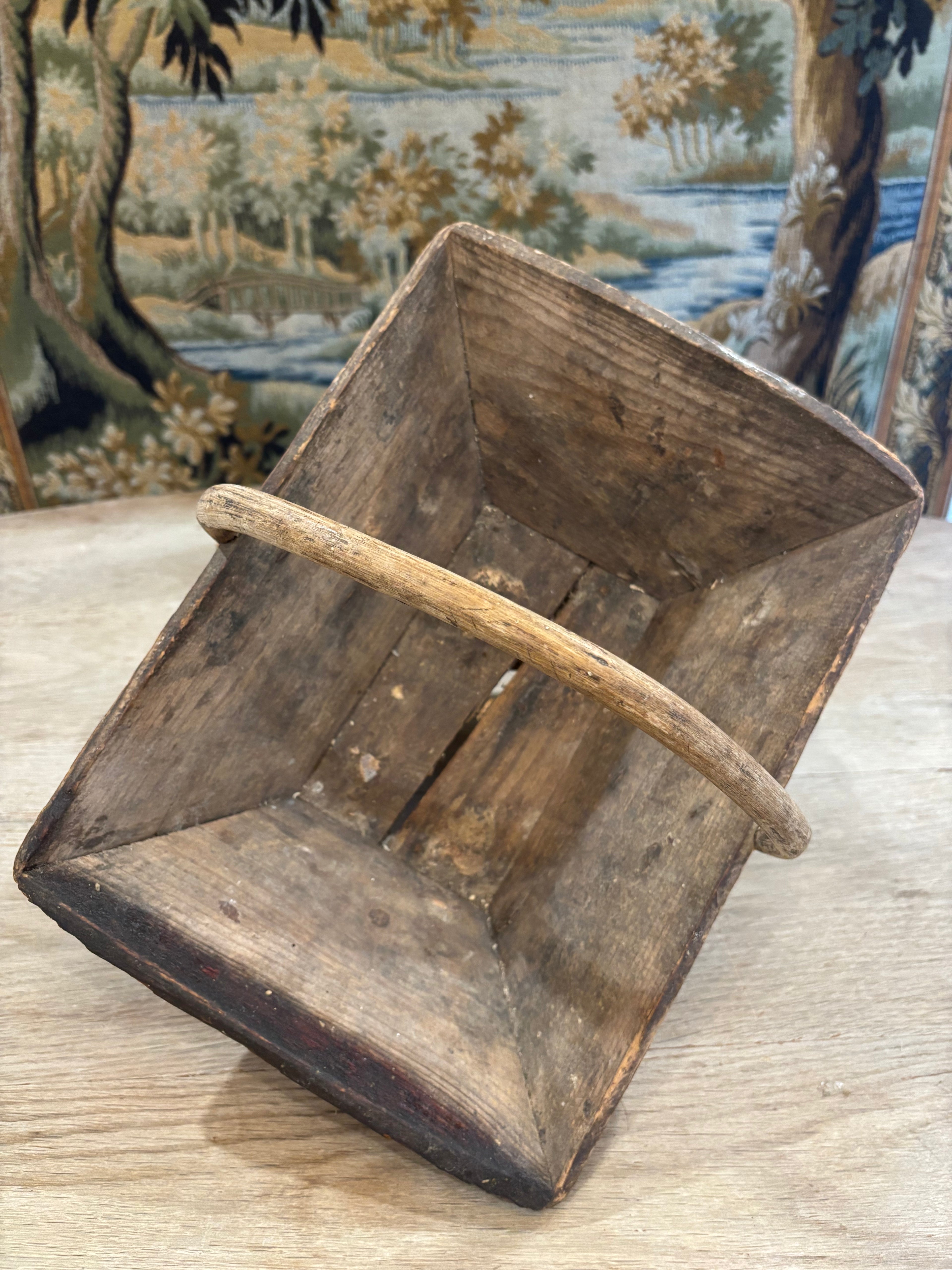 Antique French Wooden Trug Basket