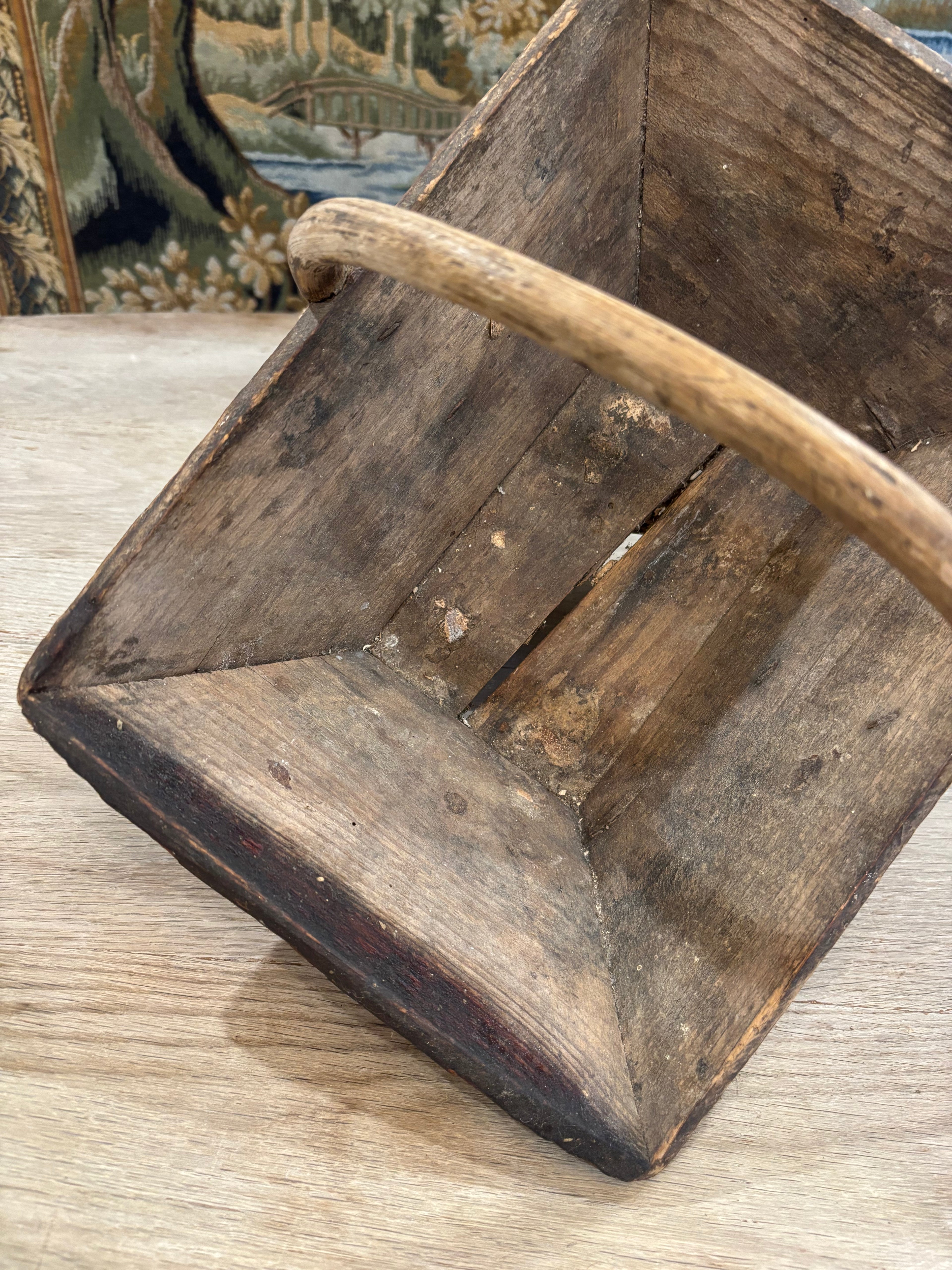 Antique French Wooden Trug Basket