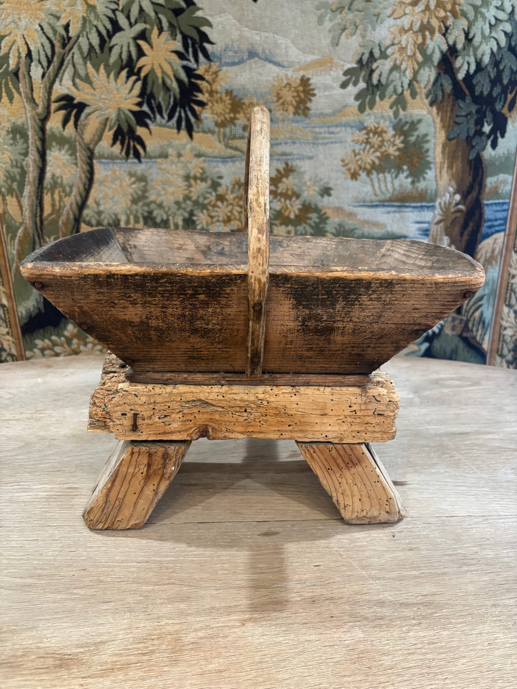 Antique French Wooden Trug Basket