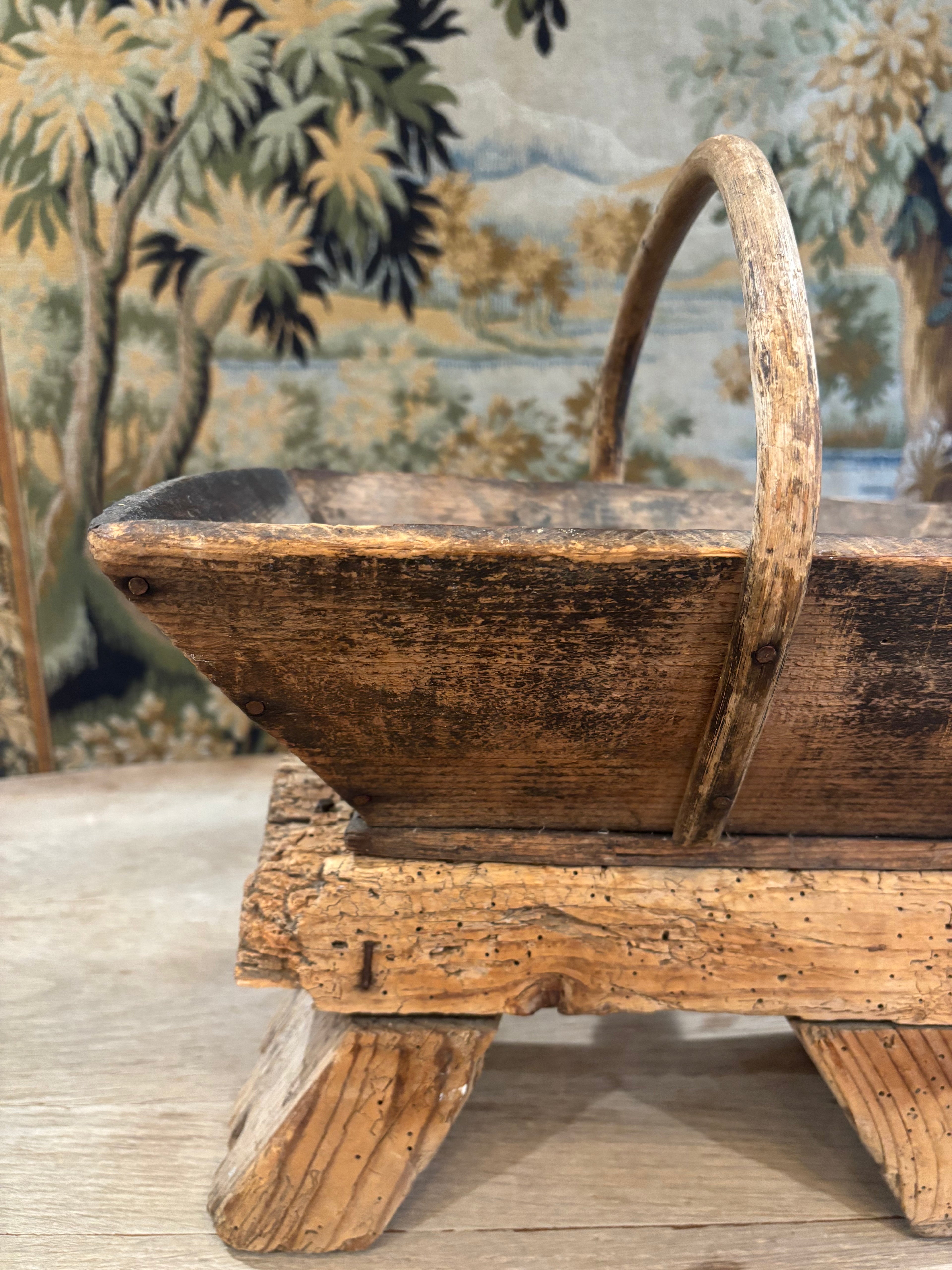 Antique French Wooden Trug Basket