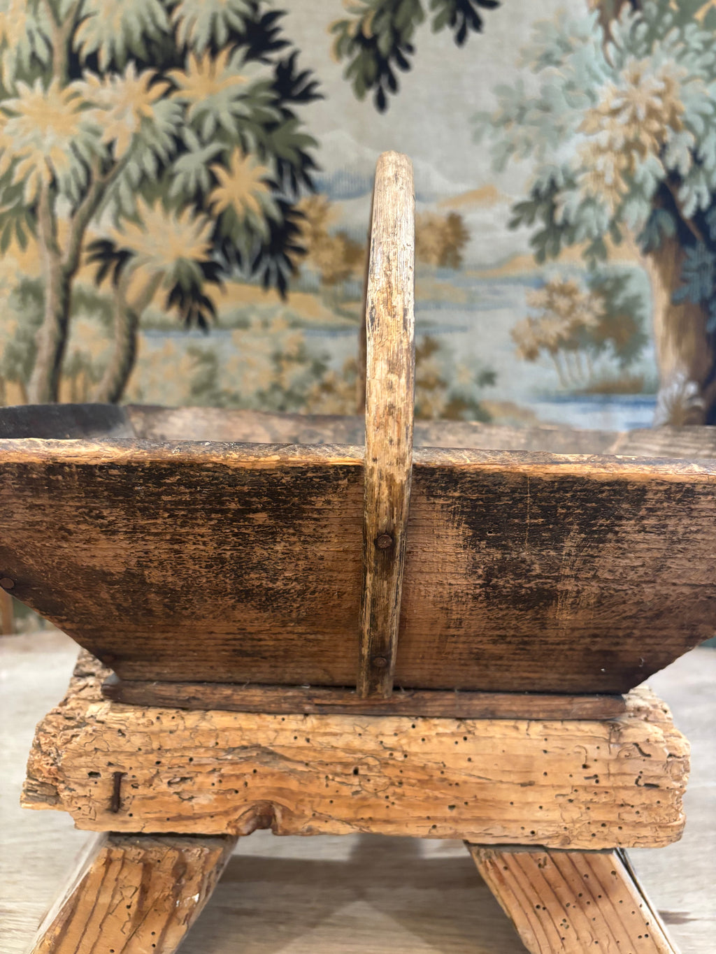 Antique French Wooden Trug Basket