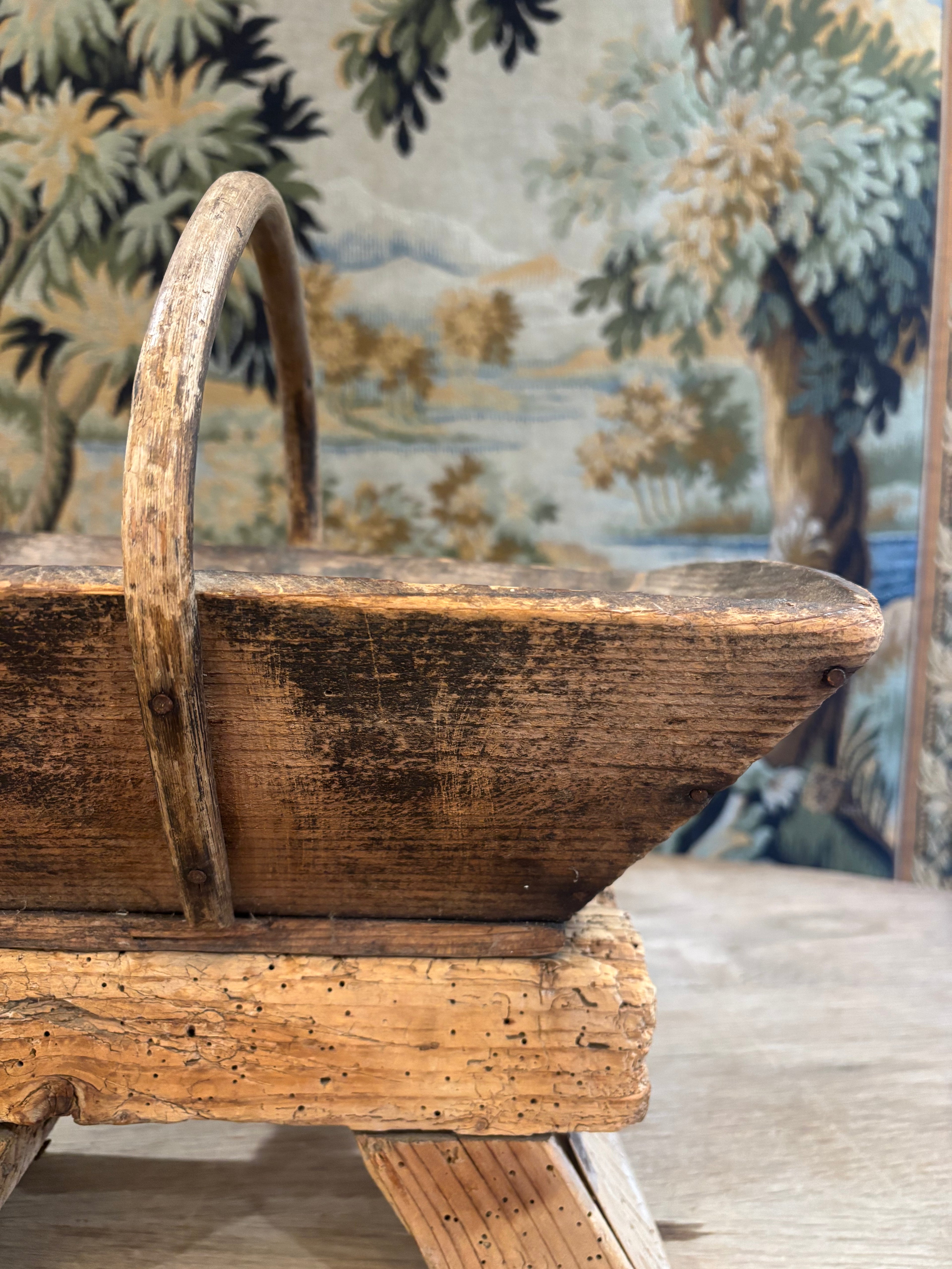 Antique French Wooden Trug Basket