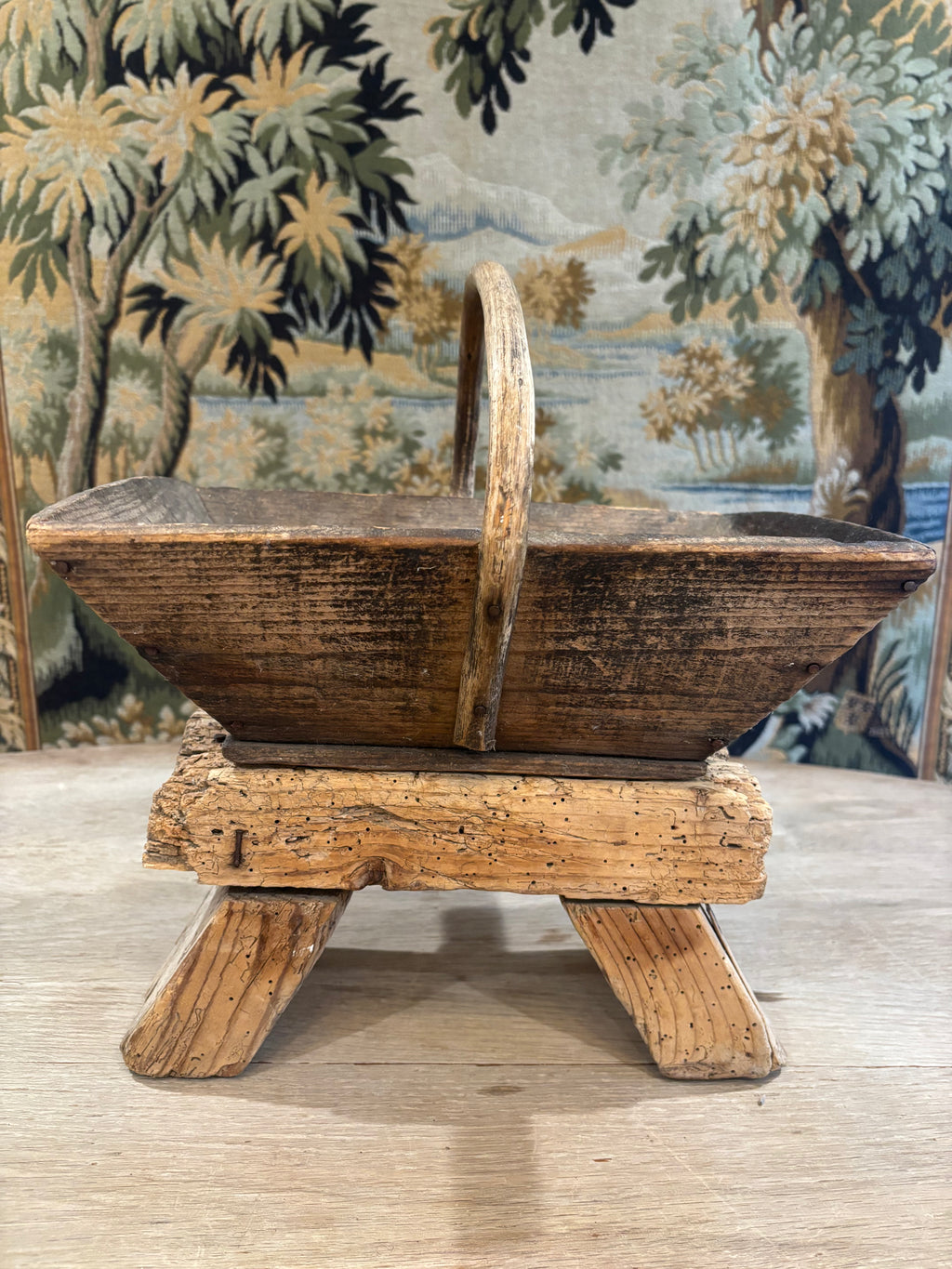 Antique French Wooden Trug Basket