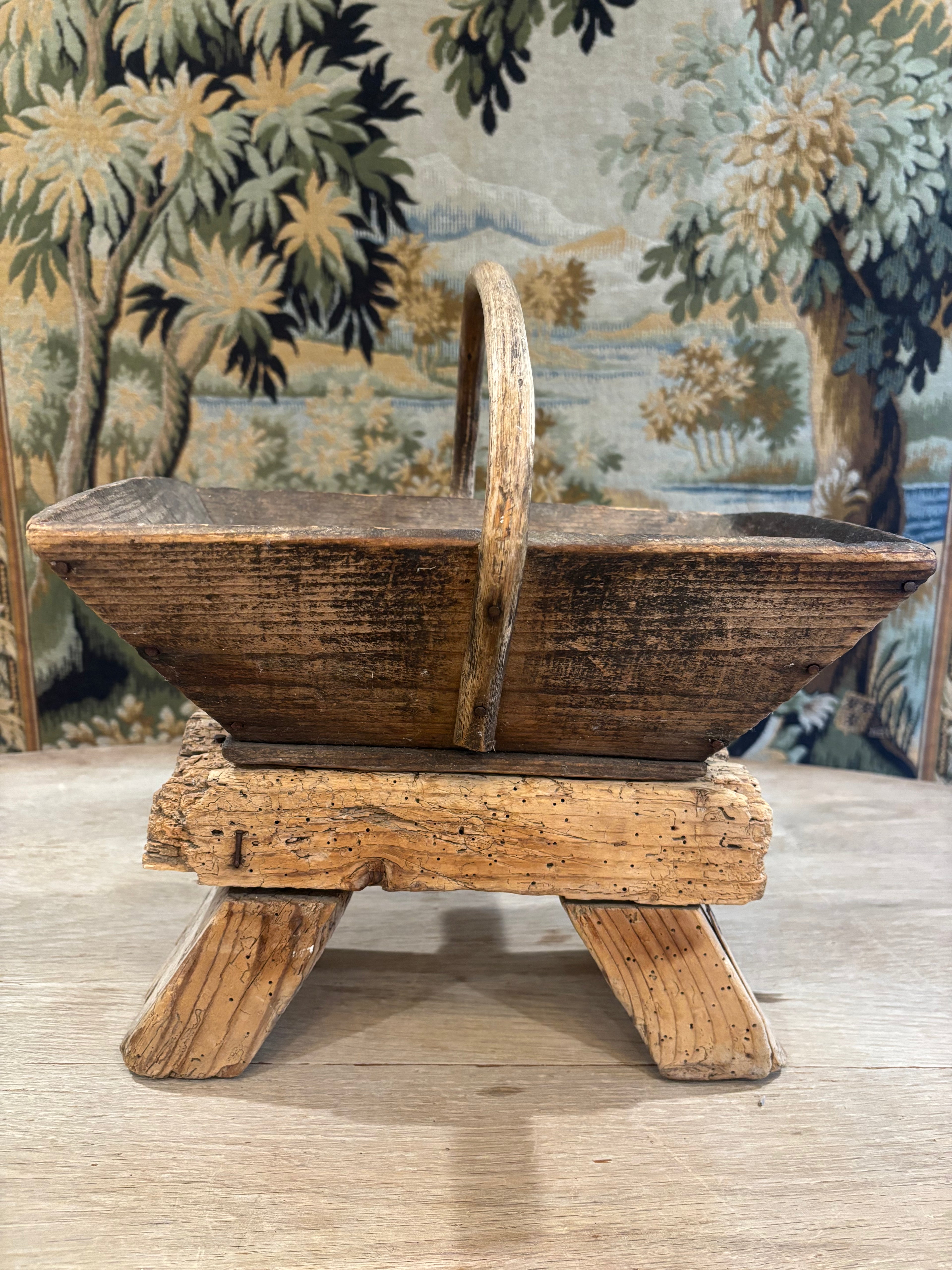 Antique French Wooden Trug Basket