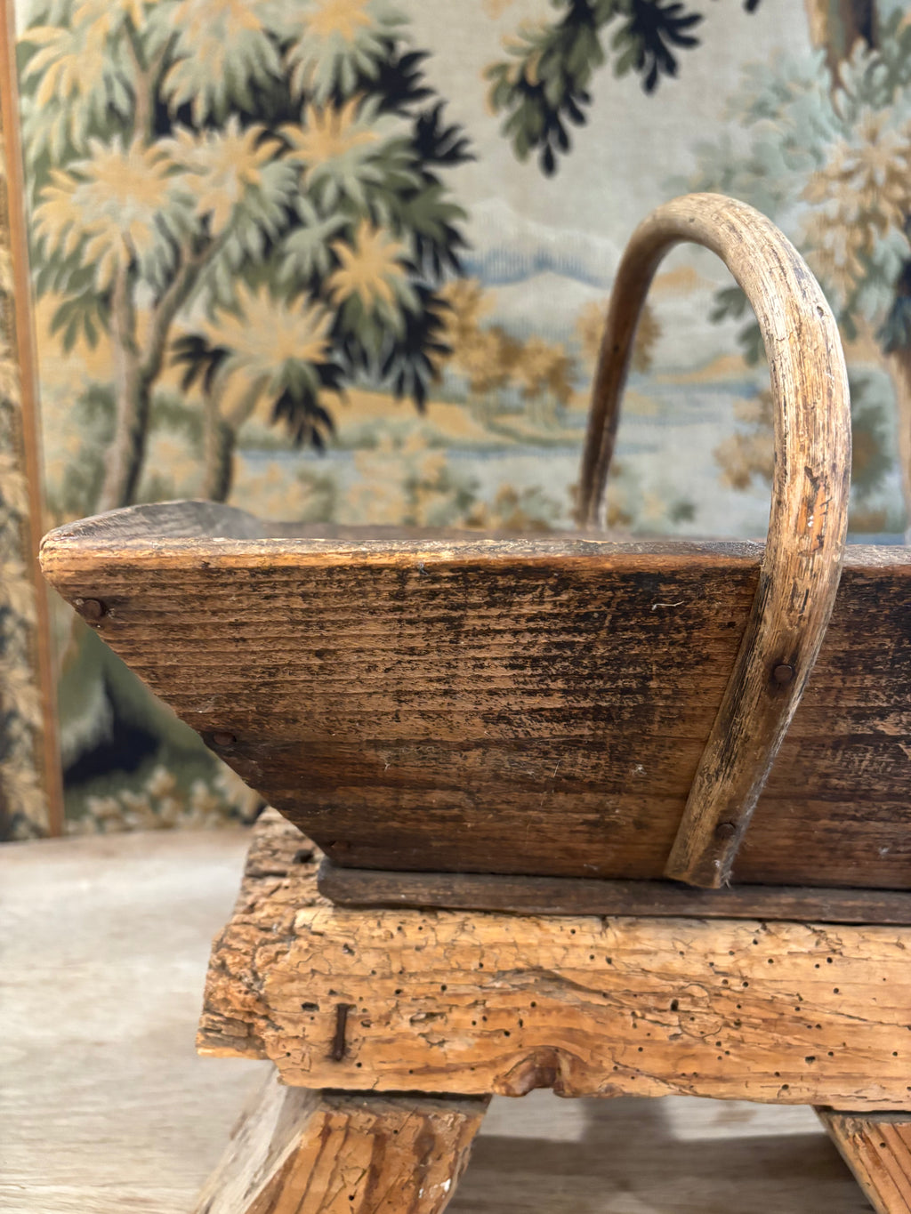 Antique French Wooden Trug Basket