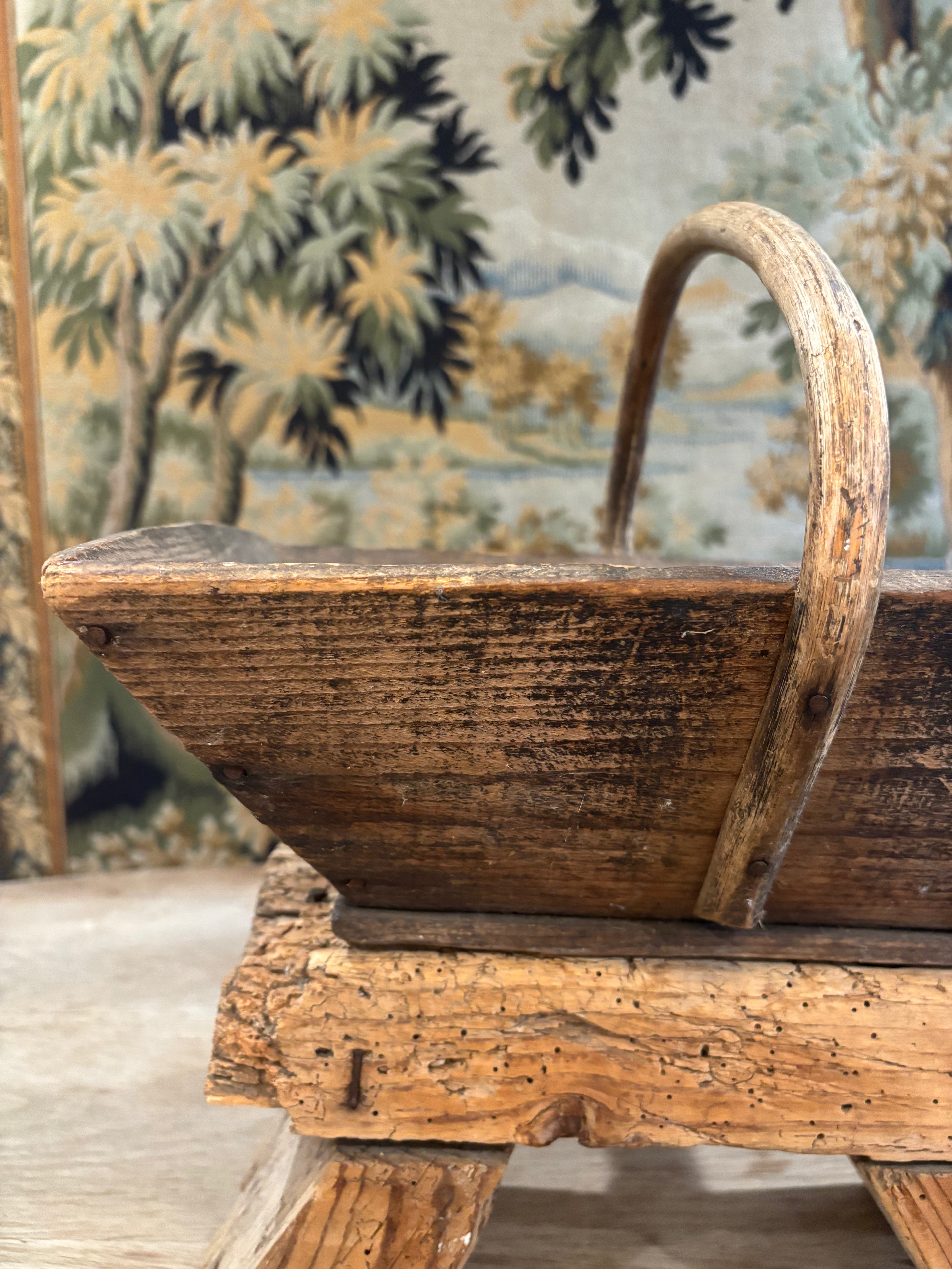 Antique French Wooden Trug Basket