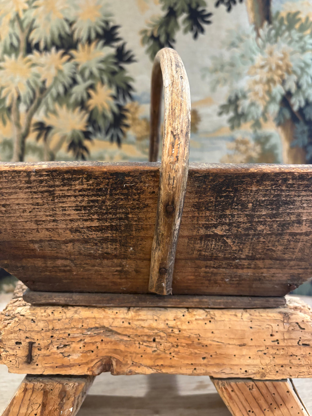 Antique French Wooden Trug Basket