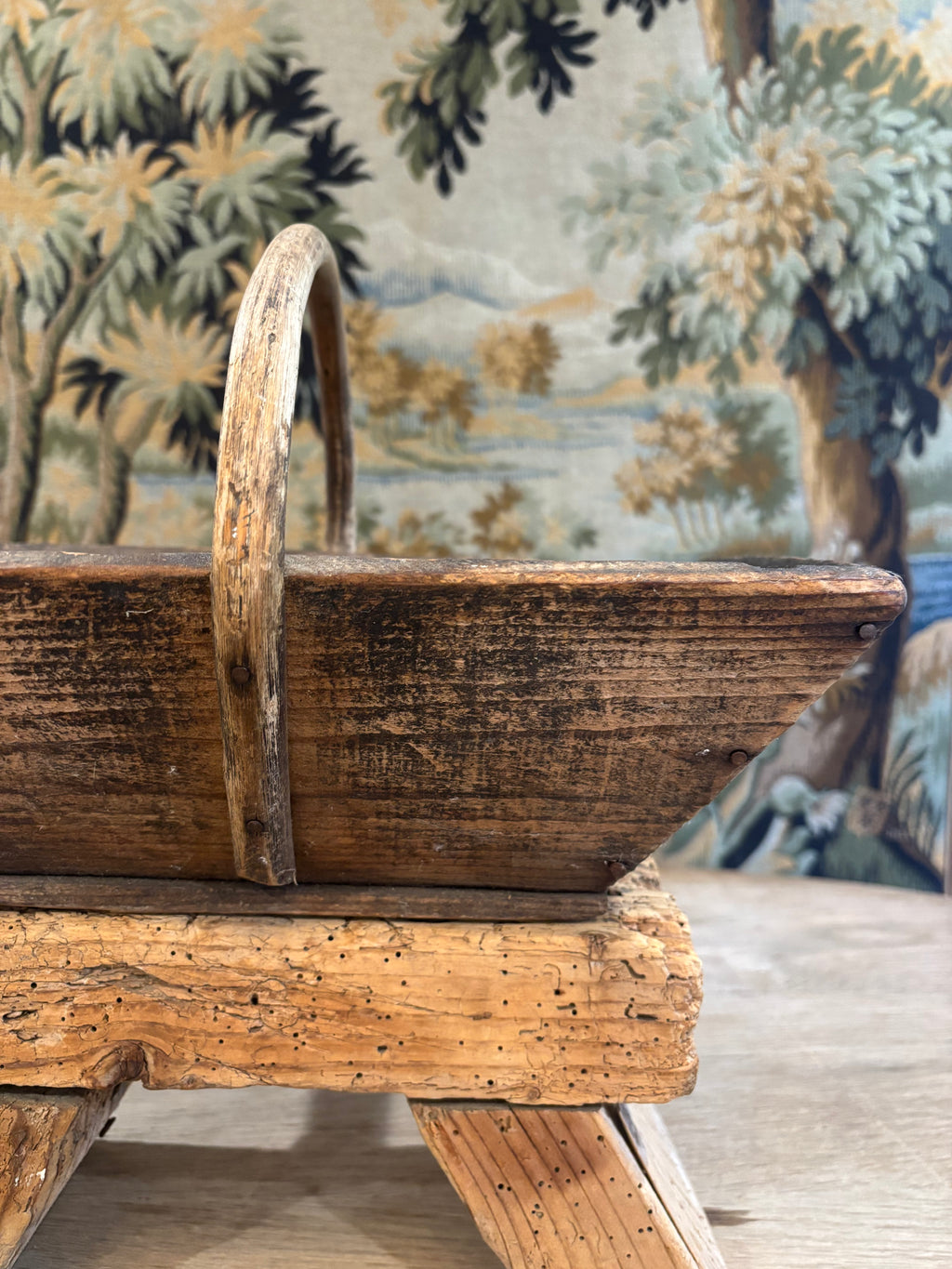 Antique French Wooden Trug Basket