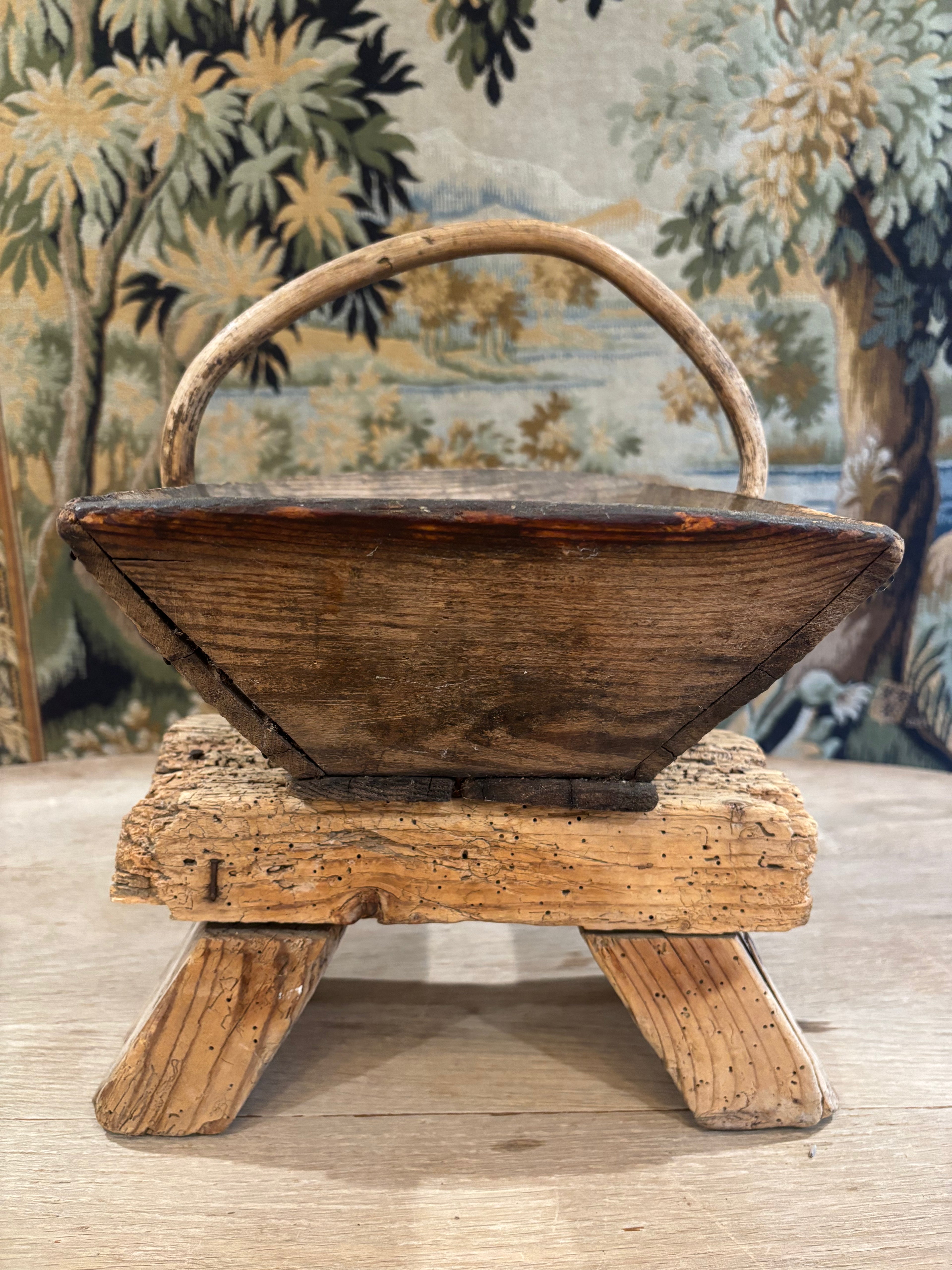Antique French Wooden Trug Basket