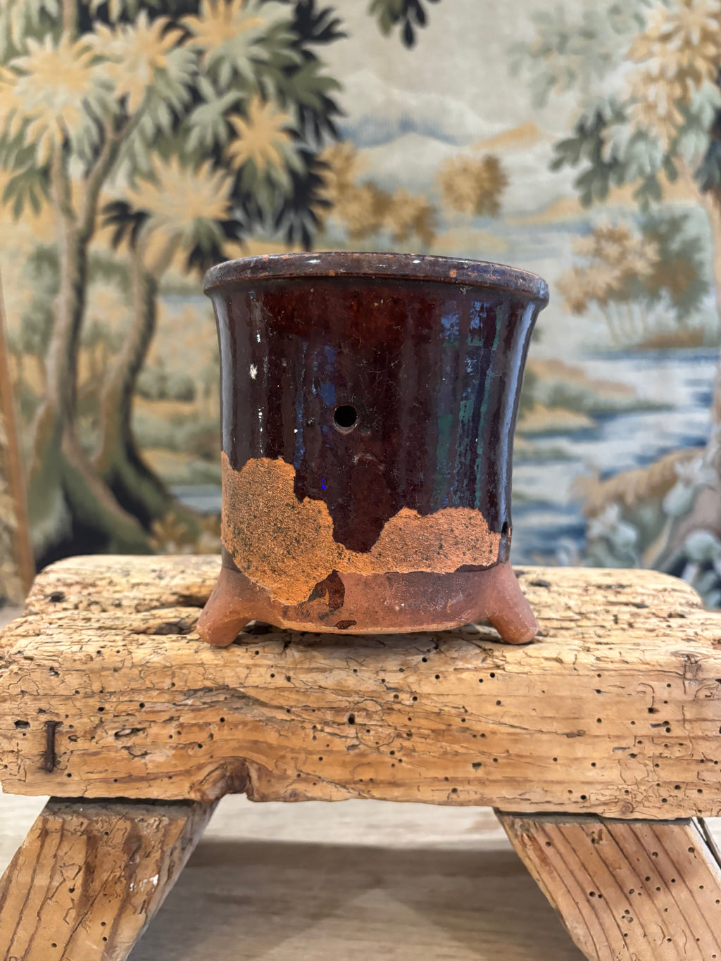 Antique French Drip-Glaze Terracotta Faisselle