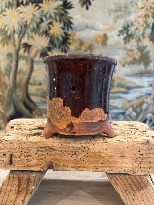 Antique French Drip-Glaze Terracotta Faisselle