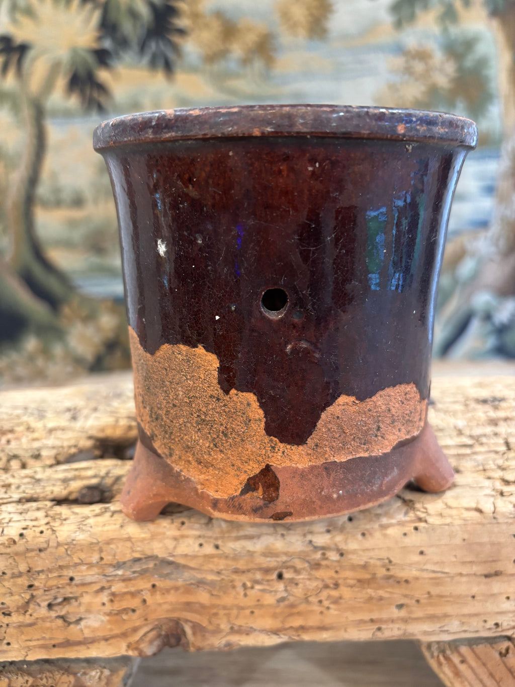 Antique French Drip-Glaze Terracotta Faisselle